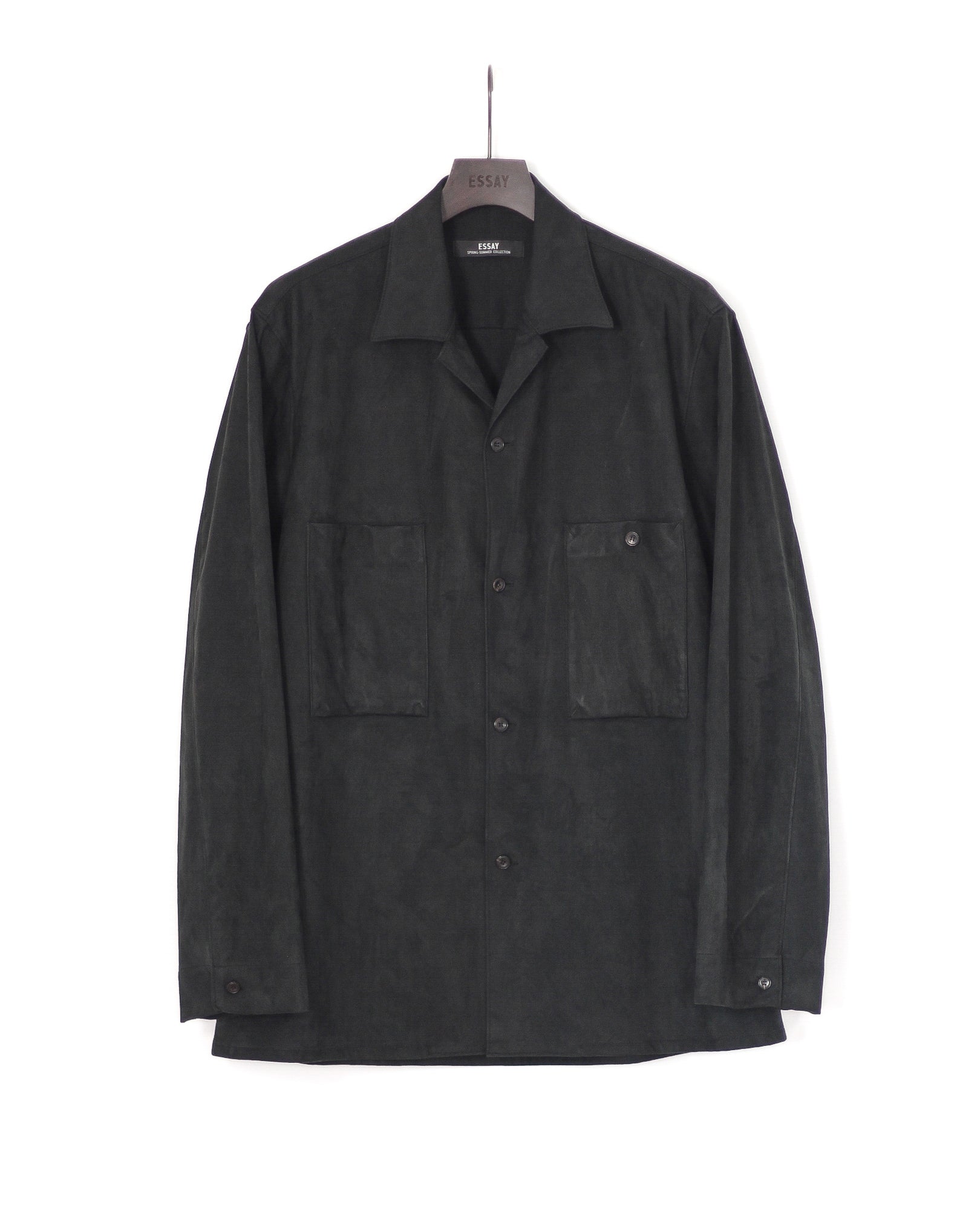 SYNTHETIC SUEDE OPEN COLLAR SHIRT