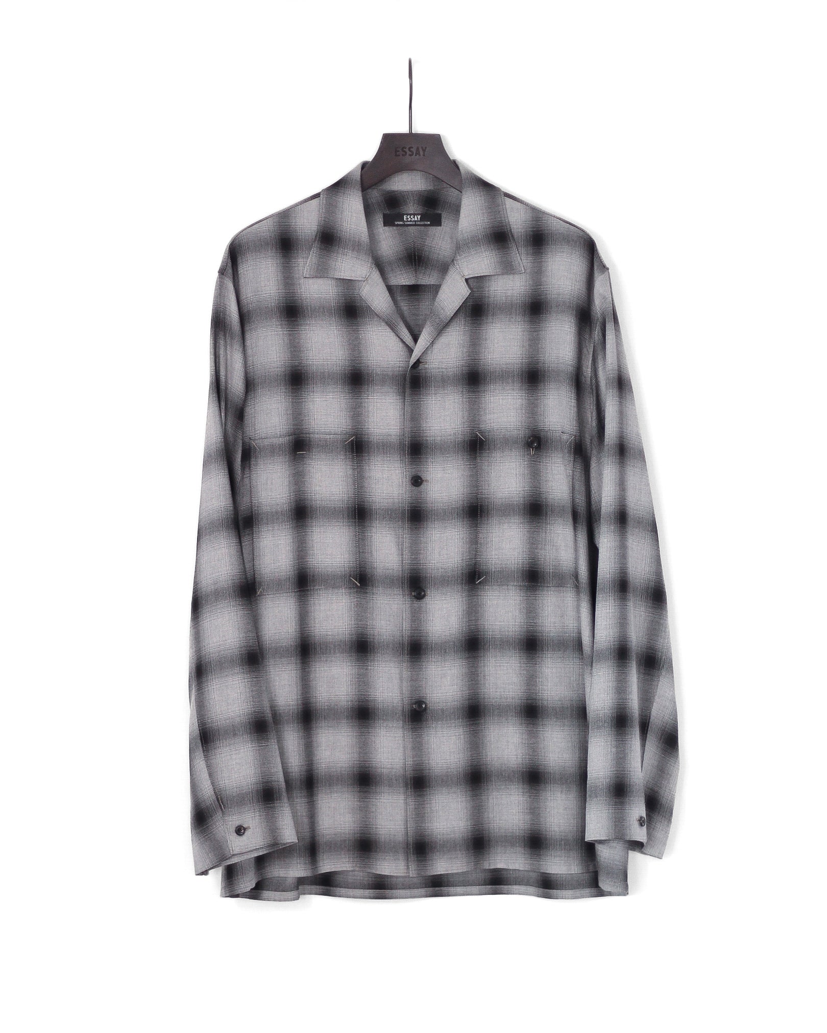 SHADOW CHECK OPEN COLLAR SHIRT