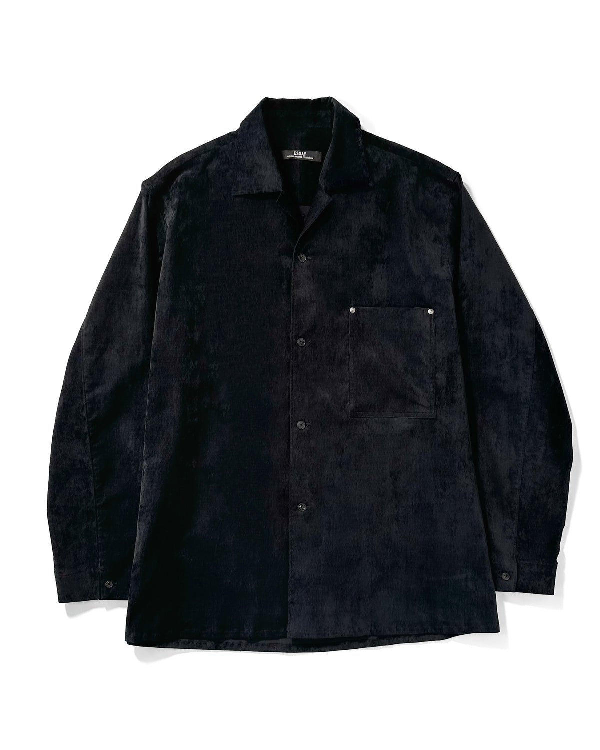 OPEN COLLAR VELVET SHIRT