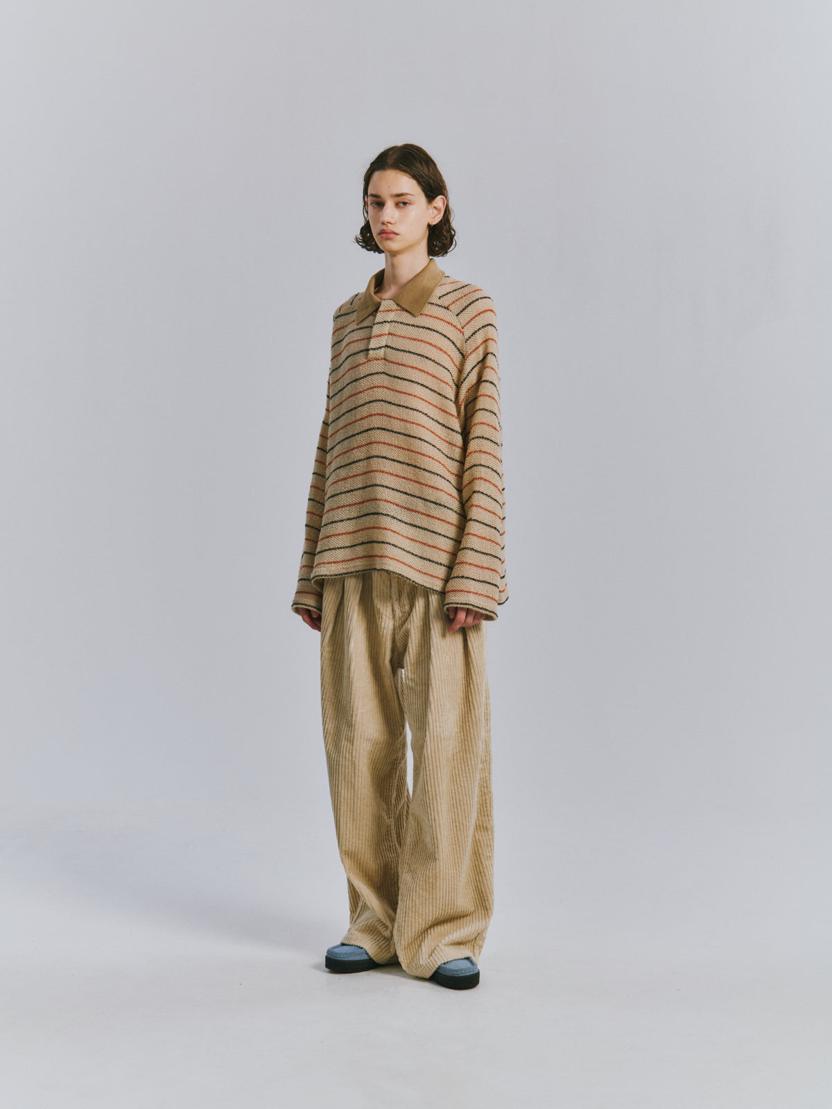 CORDUROY WIDE SLACKS(IVORY)