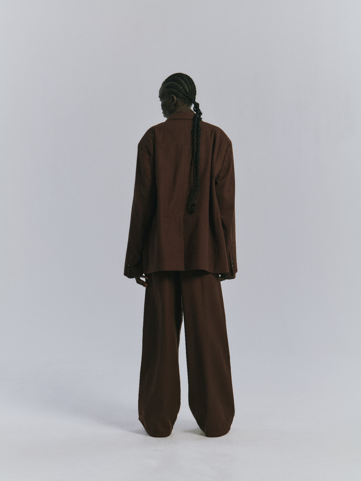 WOOL BELTED WIDE SLACKS(GRAPH CHECK)