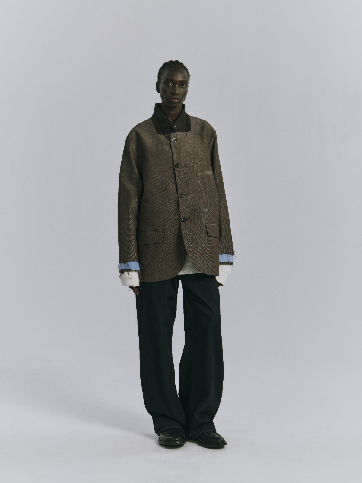 LAYERED TAILORED JACKET(BROWN)