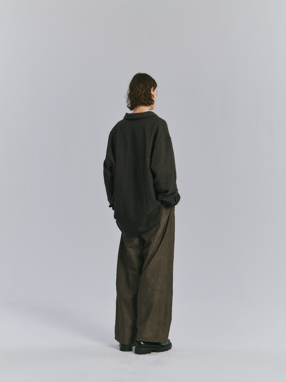 AGING LINEN CROSS-LINE SHIRT(BLACK)