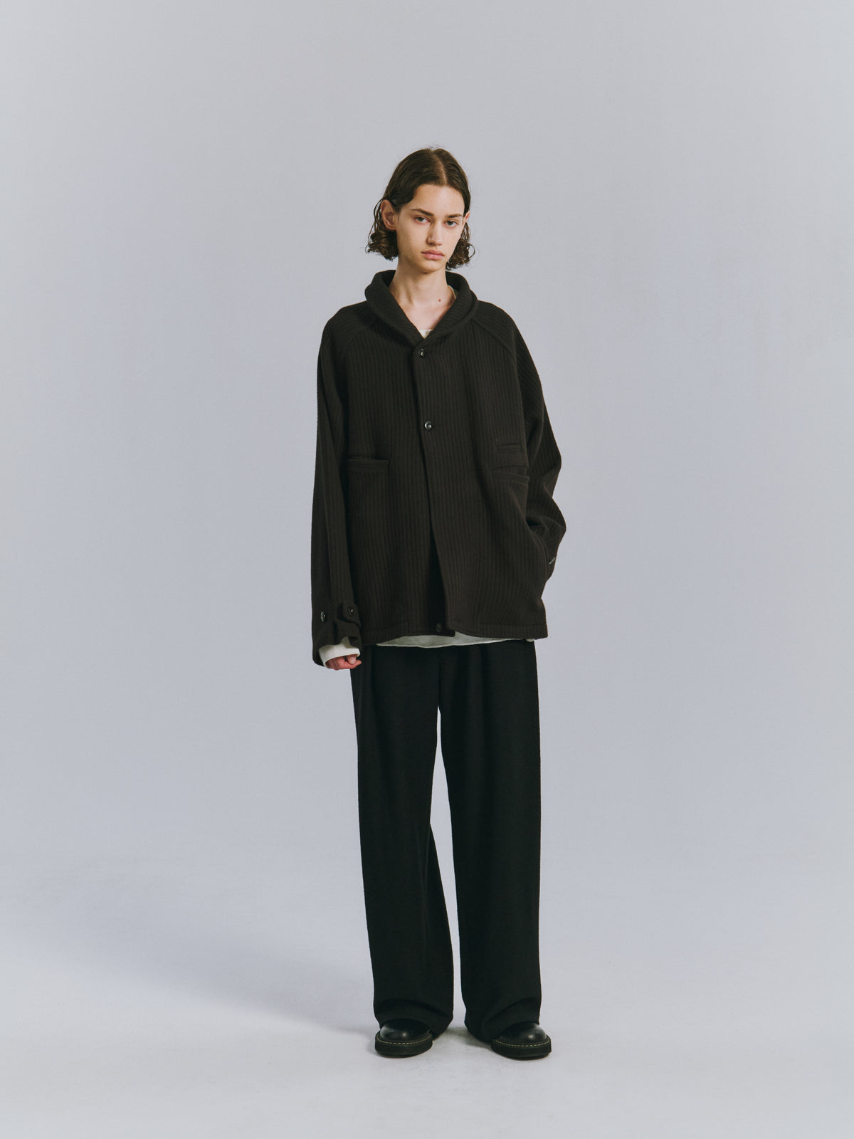 WOOL CUT SLACKS(BLACK)