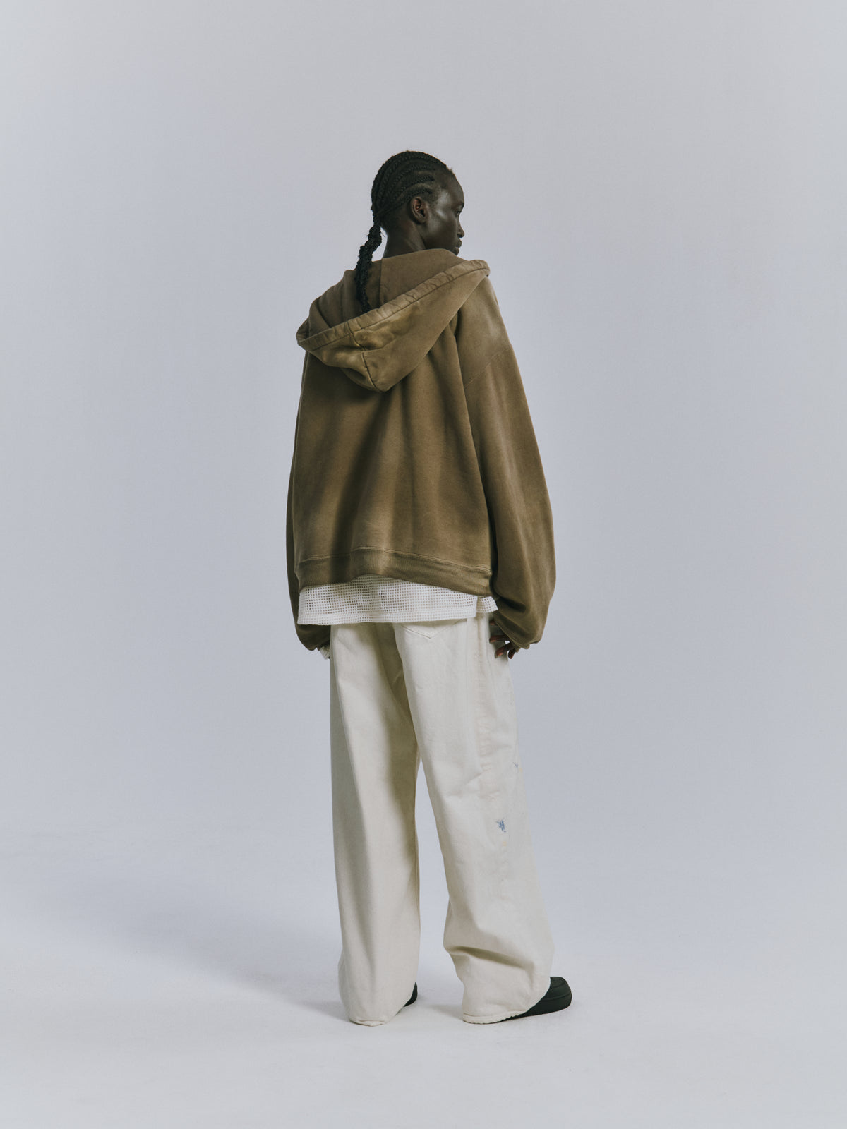 FLEECE-LINED SWEAT HOODIE(P.BEIGE)