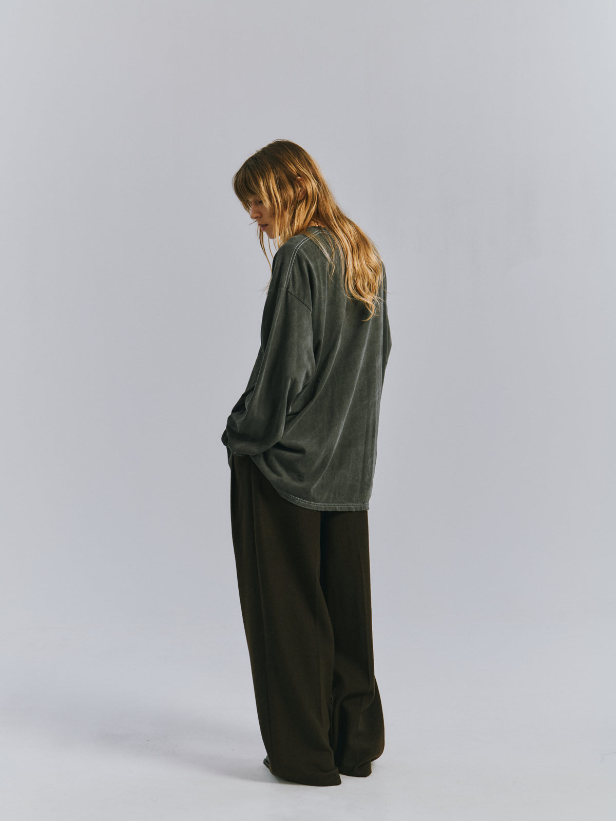 EMBROIDERY DYED LS T-SHIRT 2(GRAY)