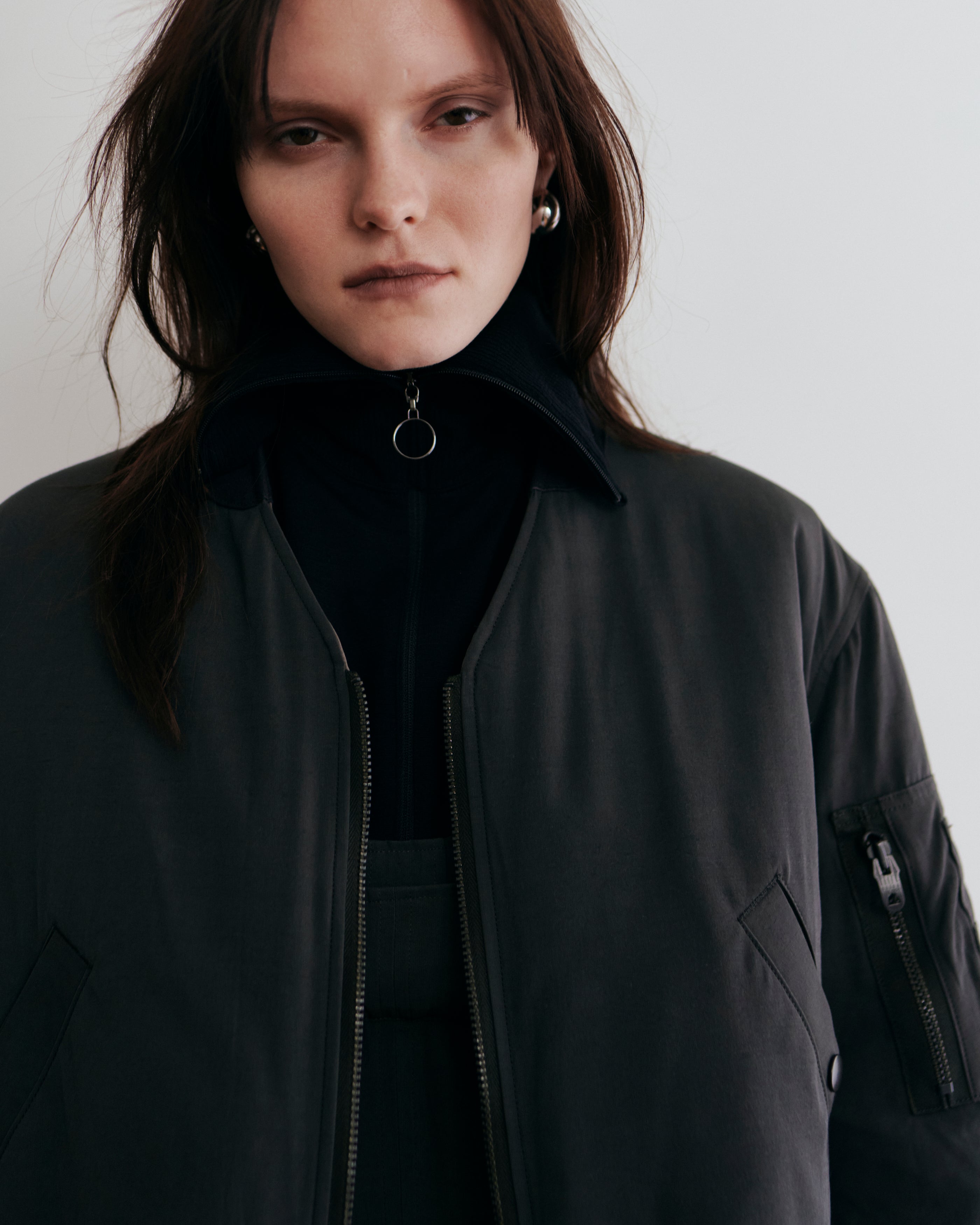 WASHABLE WOOL VOLUME SLEEVE JERSEY(BLACK)