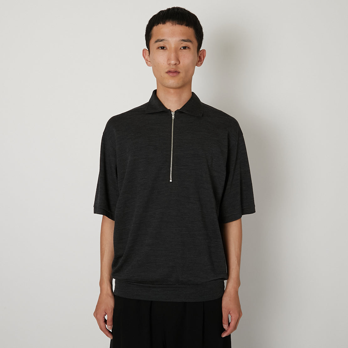 Super 140's Melino Wool Short Sleeve Half Zip