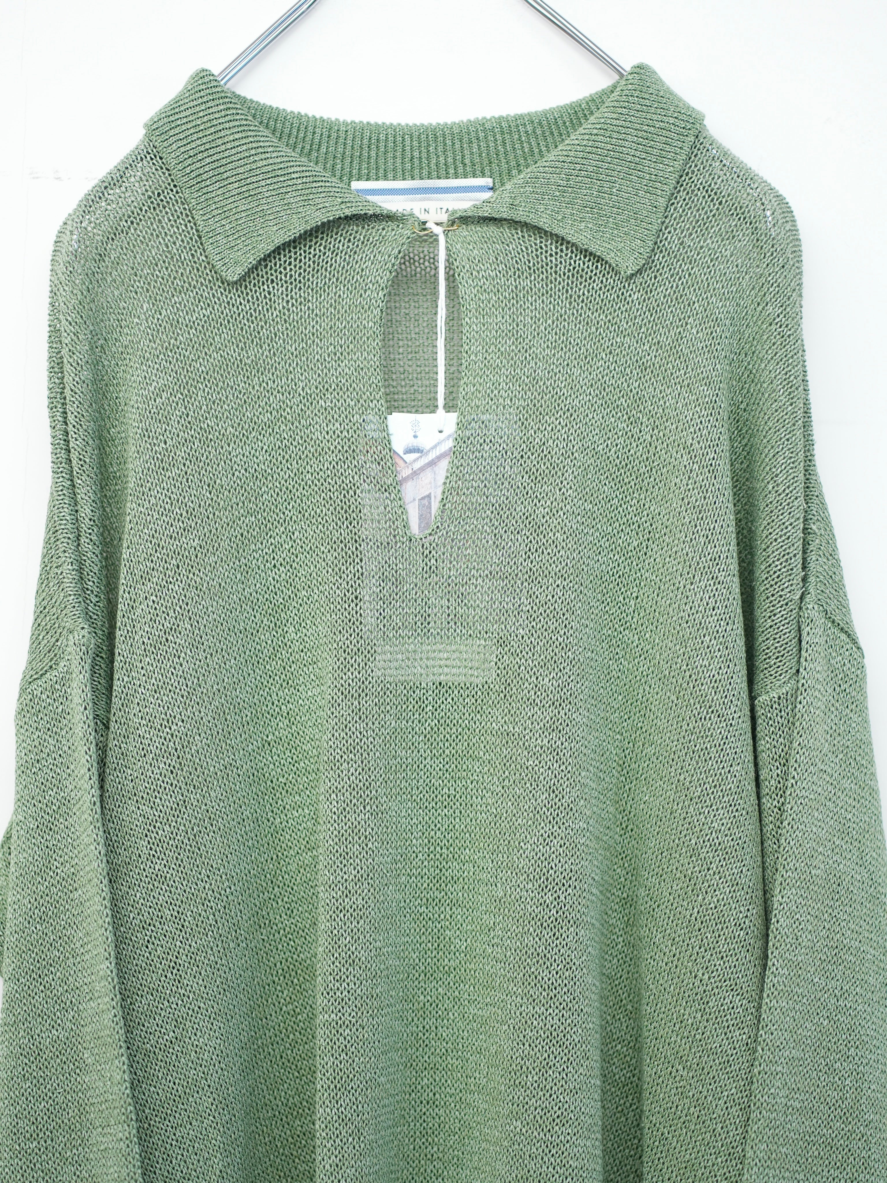 WASHI PAPER POLO SWEATER(Sauge)