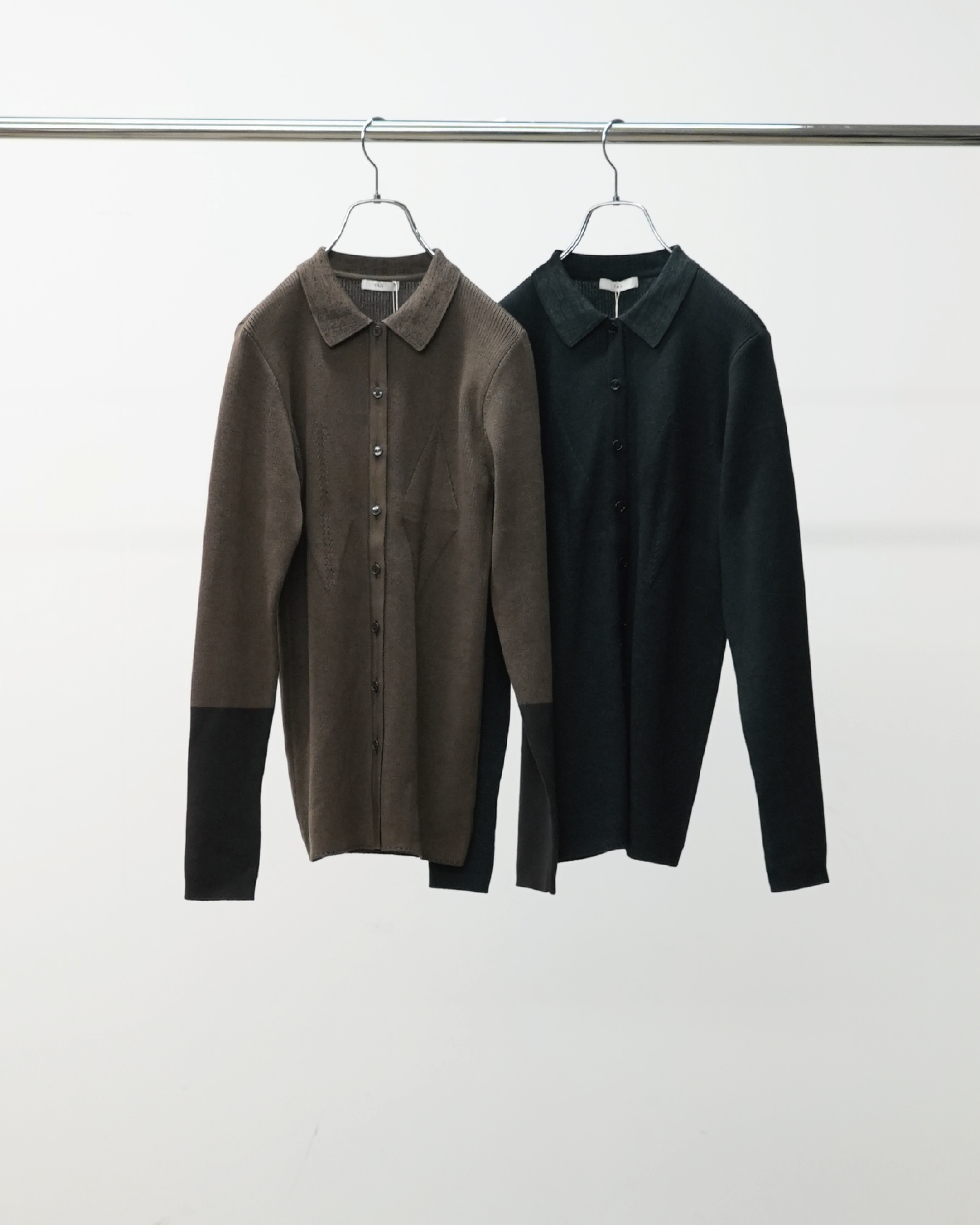 SMOOTH TENCEL WOOL KNIT DIA PATTERN SHIRTS