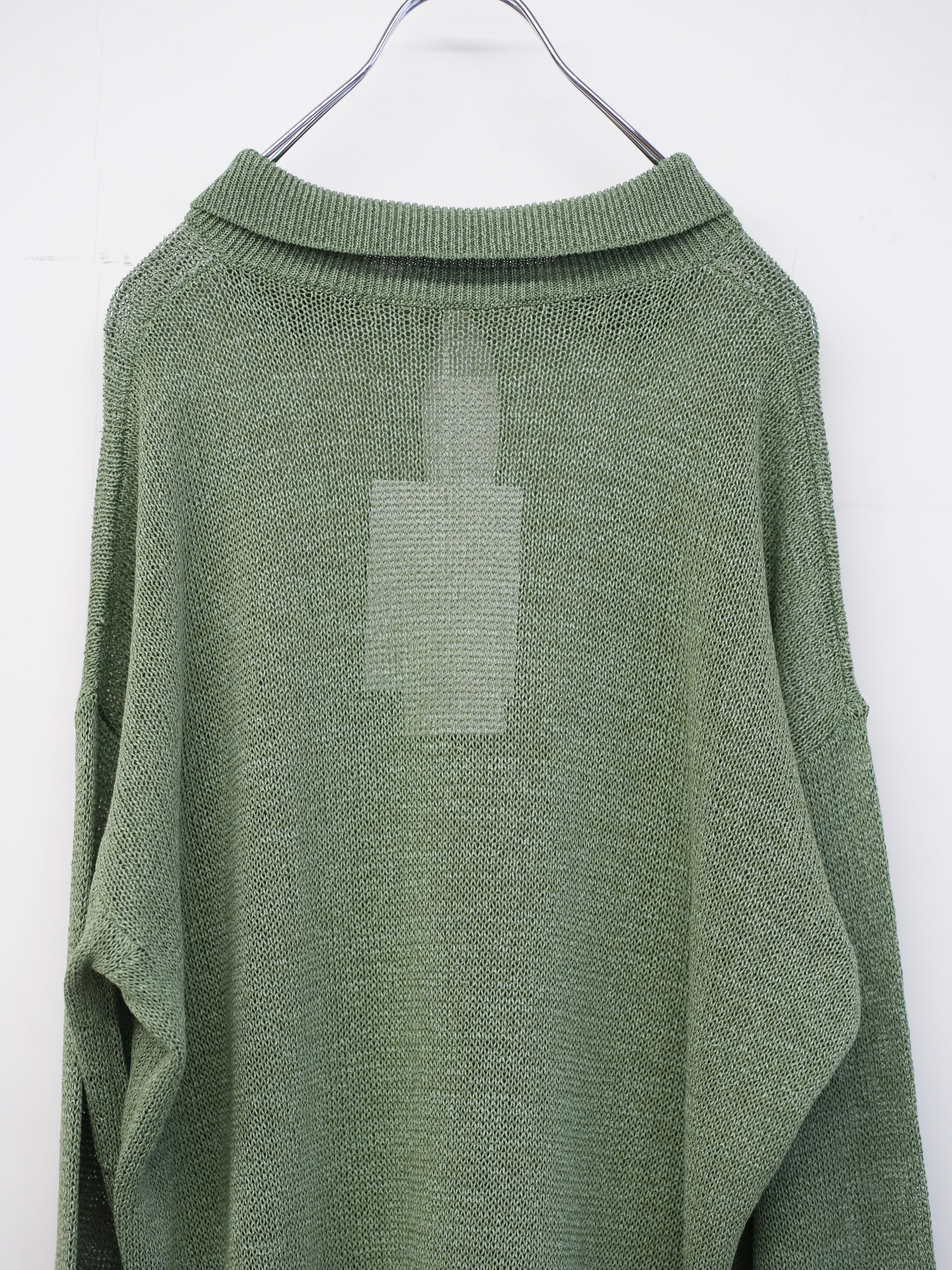WASHI PAPER POLO SWEATER(Sauge)