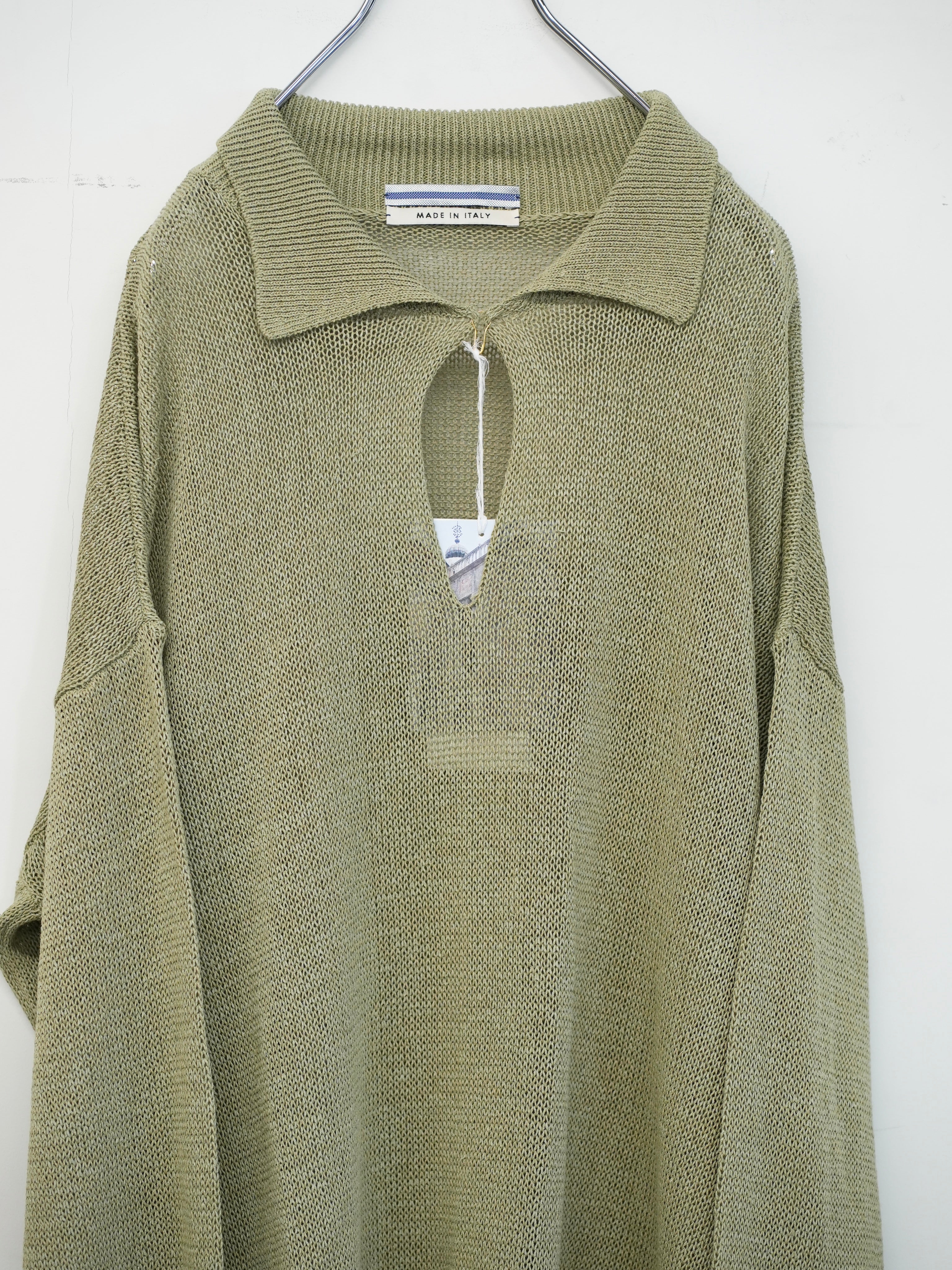 WASHI PAPER POLO SWEATER(Light khaki)