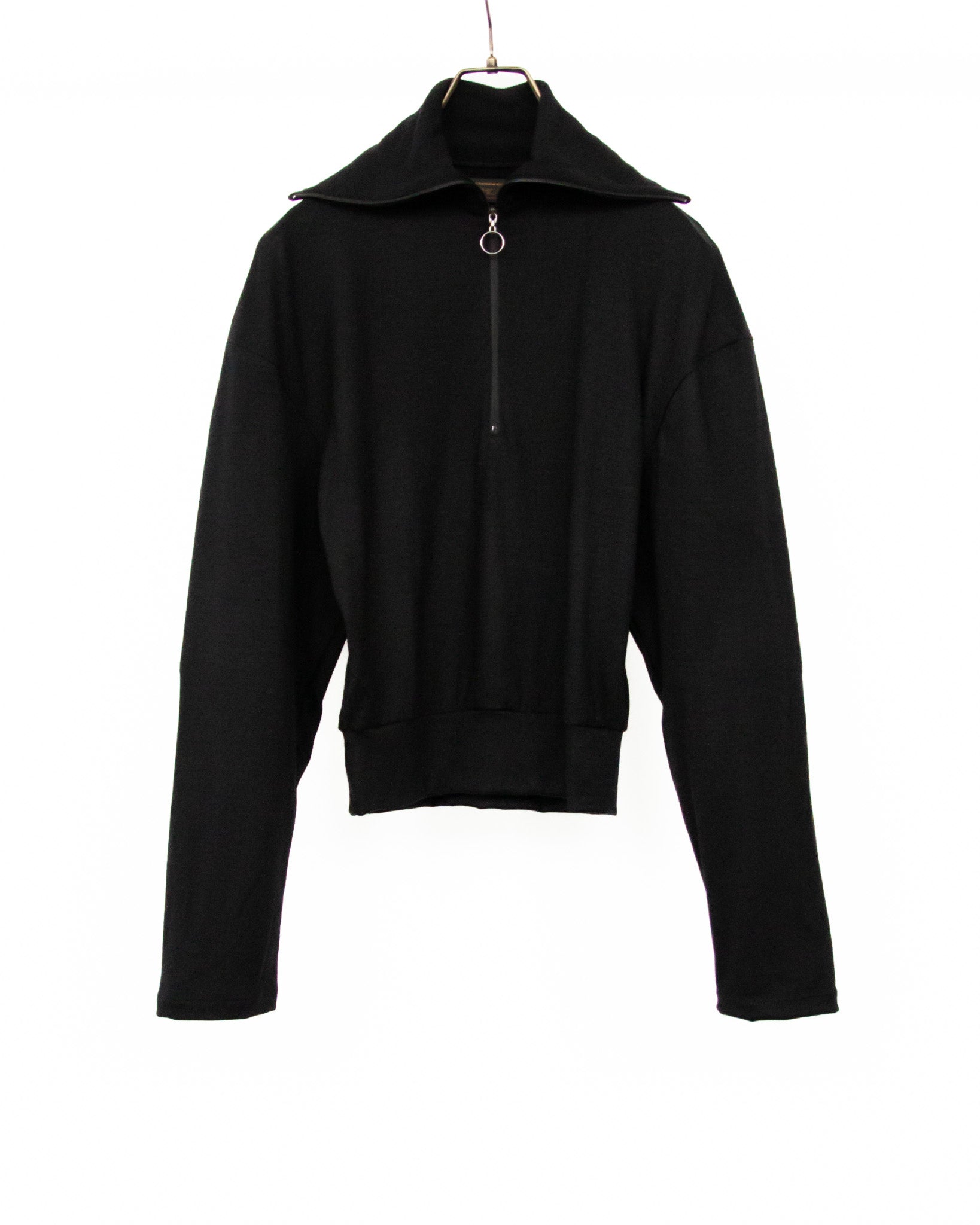 WASHABLE WOOL VOLUME SLEEVE JERSEY(BLACK)