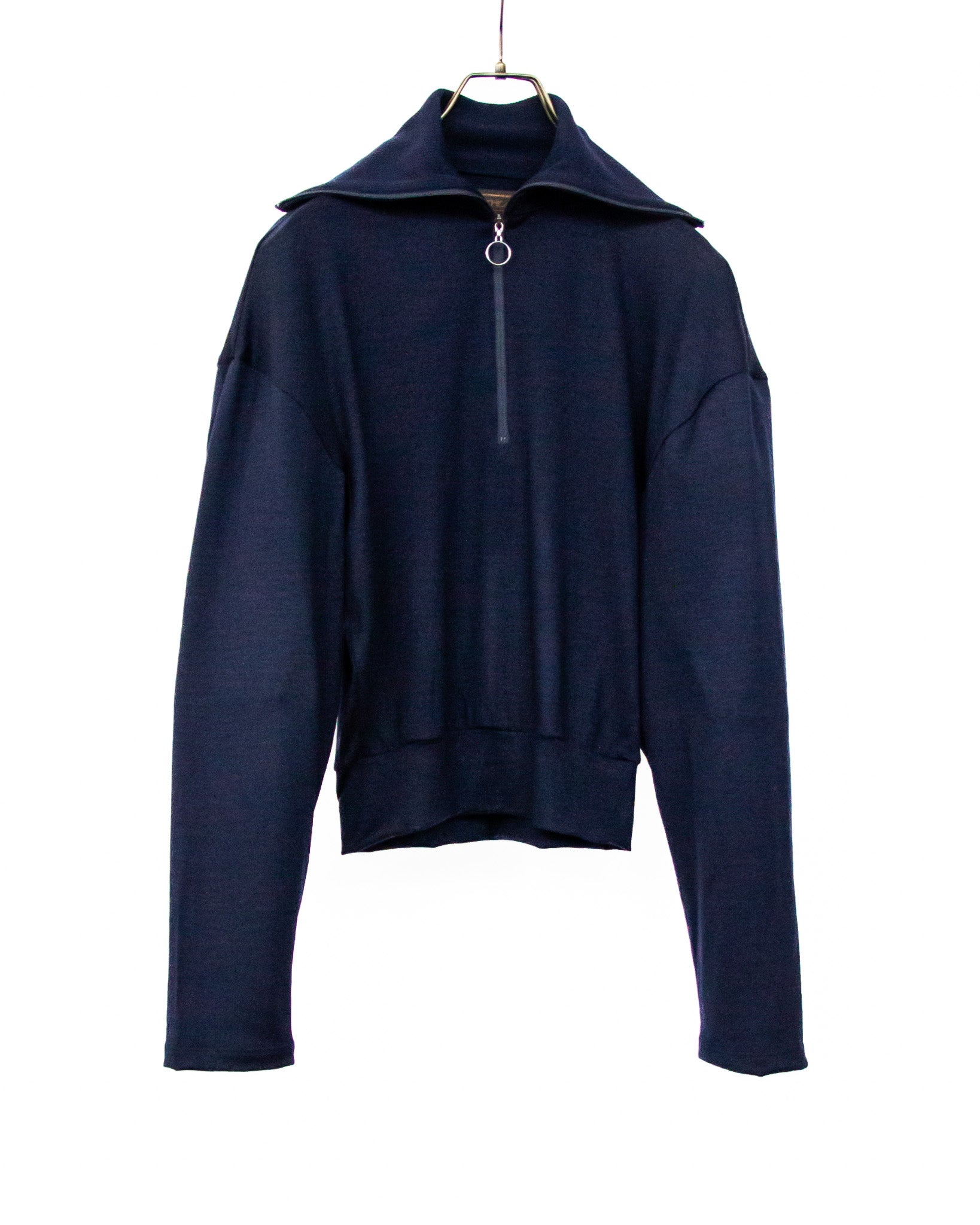 WASHABLE WOOL VOLUME SLEEVE JERSEY(NAVY)