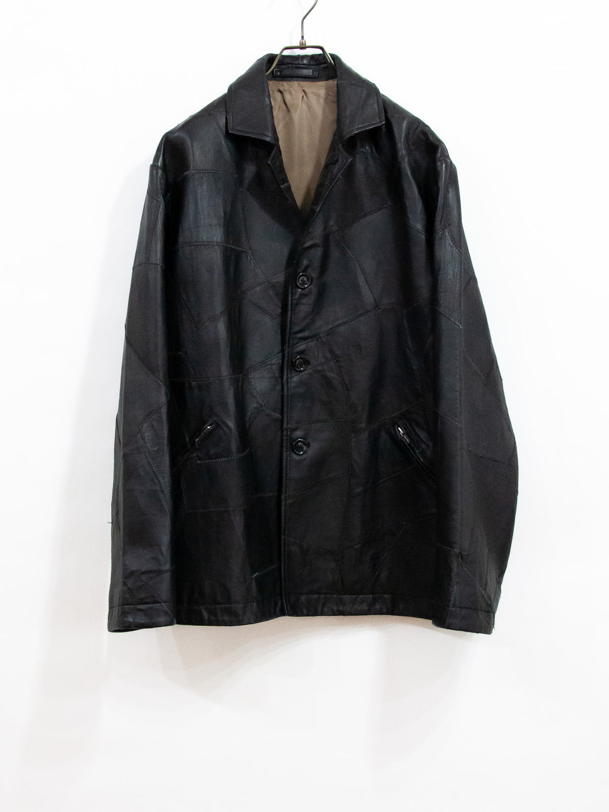 COW LEATHER UNEVEN JACKET(BLACK)