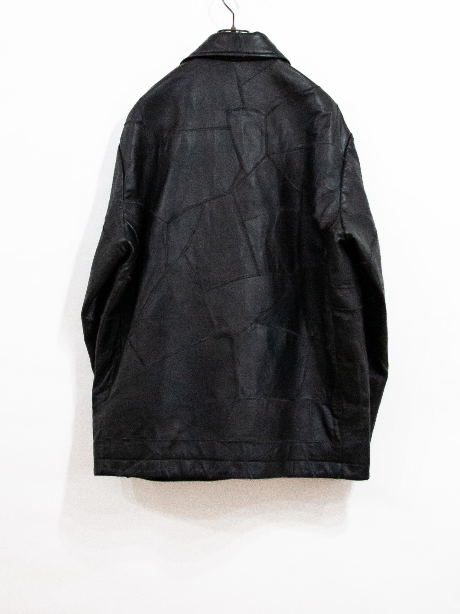 COW LEATHER UNEVEN JACKET(BLACK)