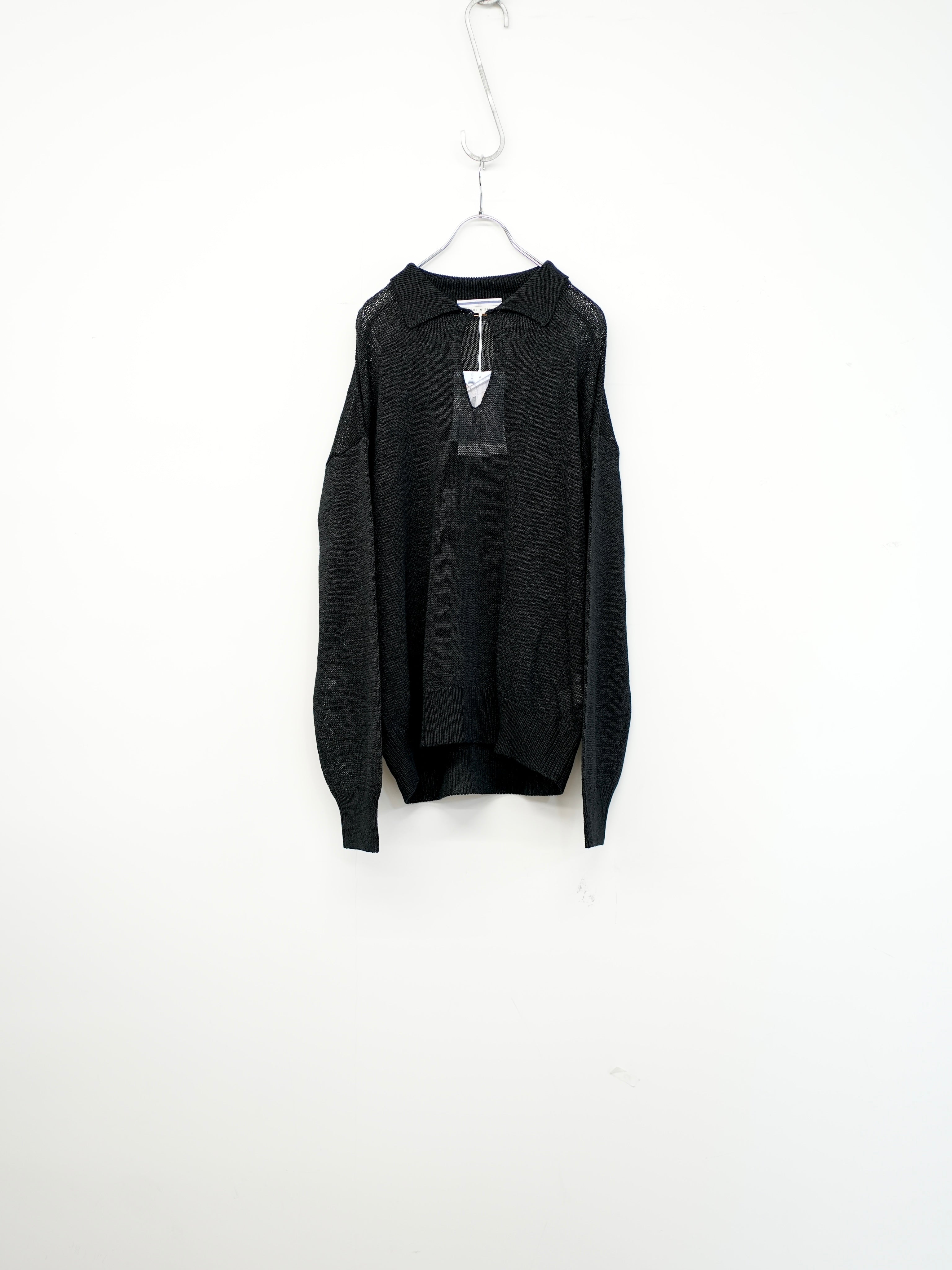 WASHI PAPER POLO SWEATER(Black)