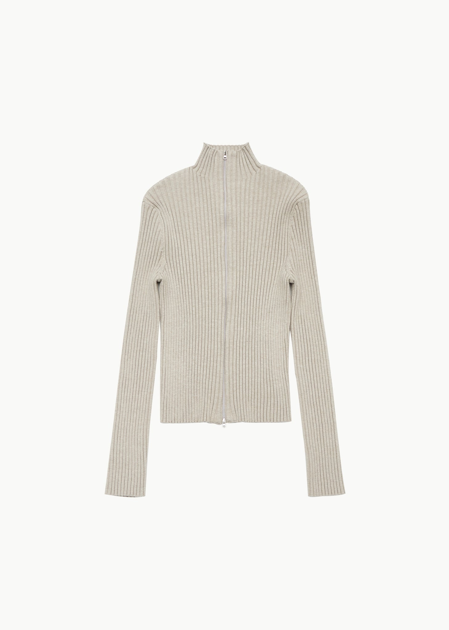 RIBBED HIGH NECK ZIP UP