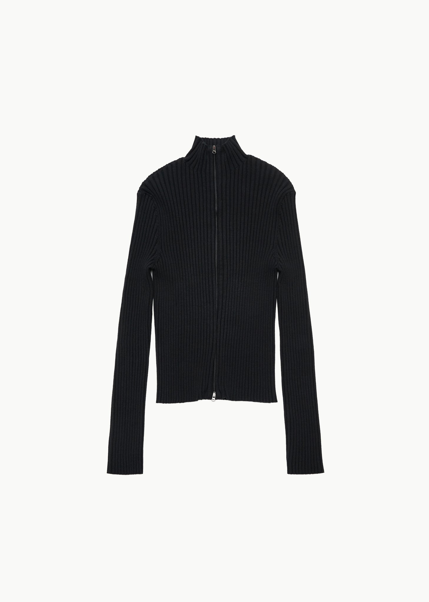 RIBBED HIGH NECK ZIP UP