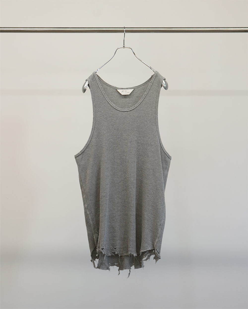 DAMAGE WAFFLE TANK TOP(GRAY)