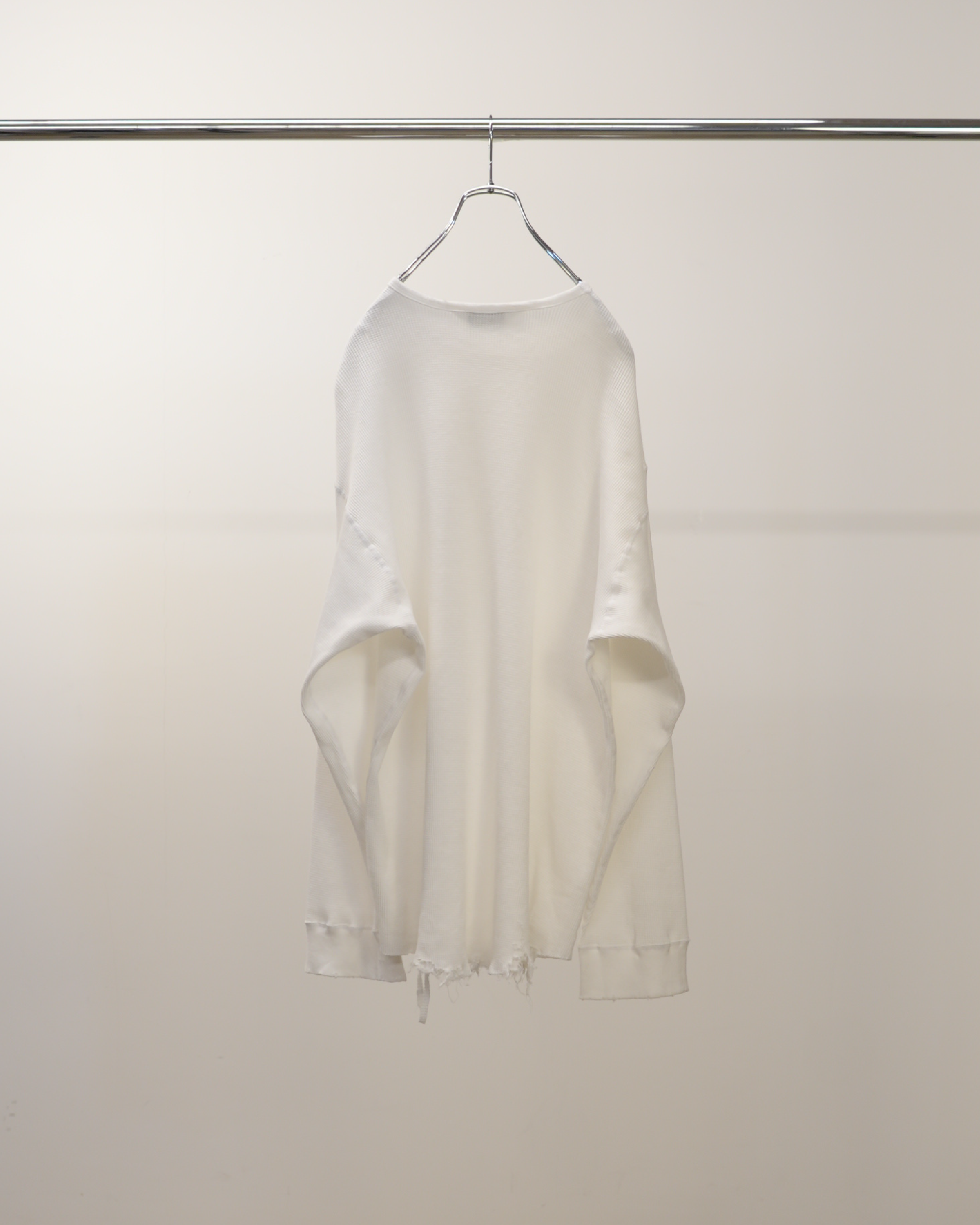 DAMAGE WAFFLE CREW LS T-SHIRT(WHITE)