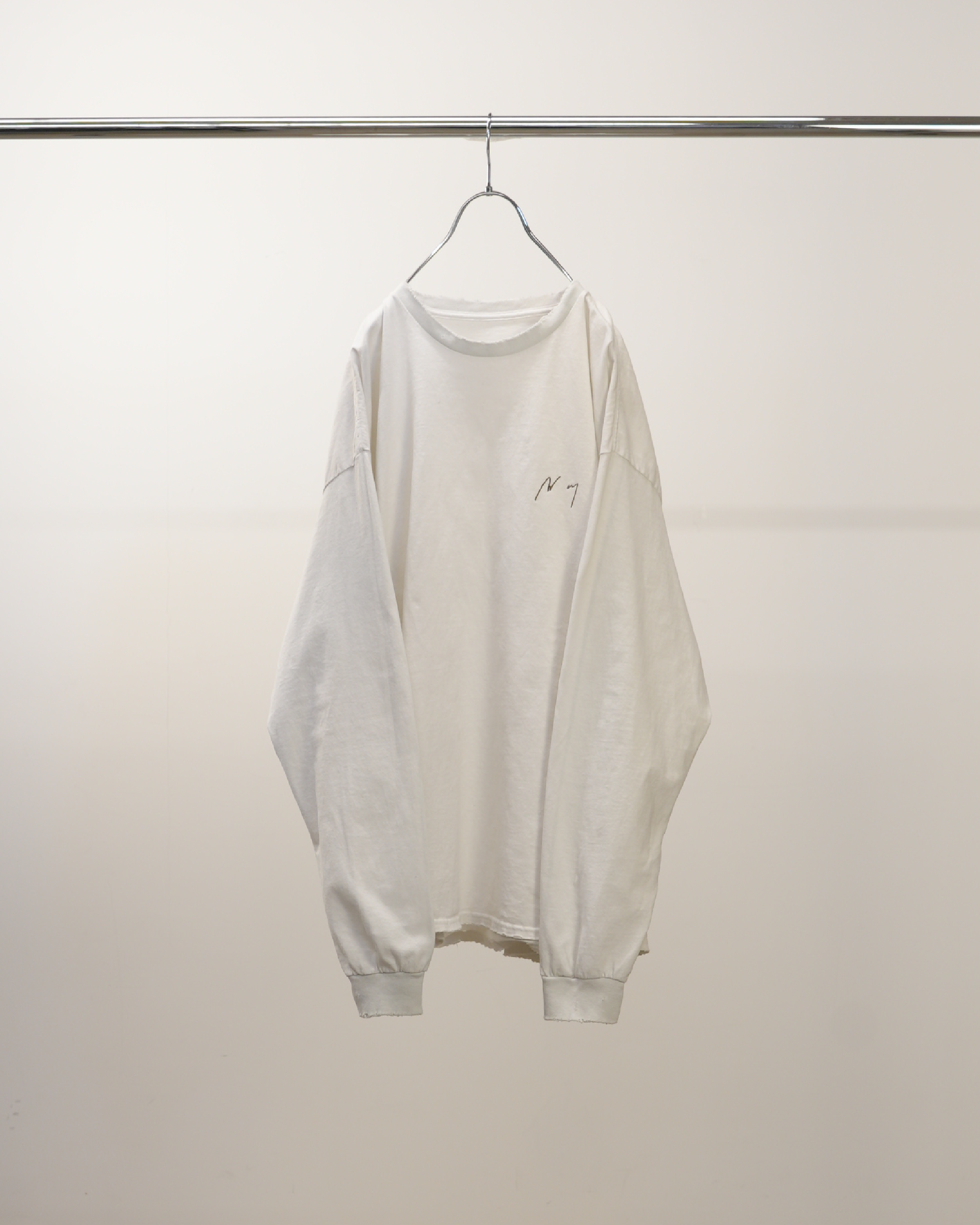 EMBROIDERY DYED LS T-SHIRT(WHITE)