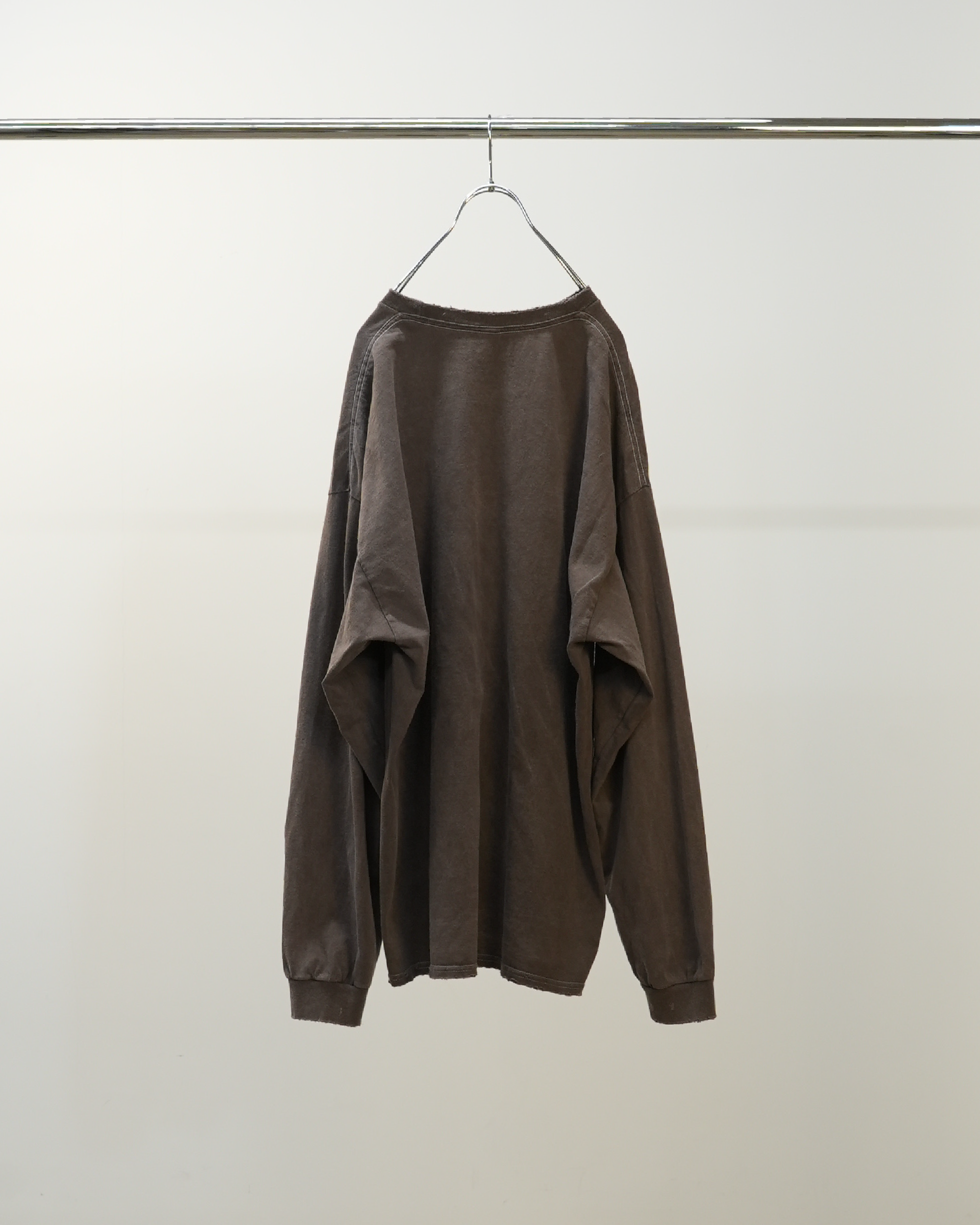 EMBROIDERY DYED LS T-SHIRT(BROWN)