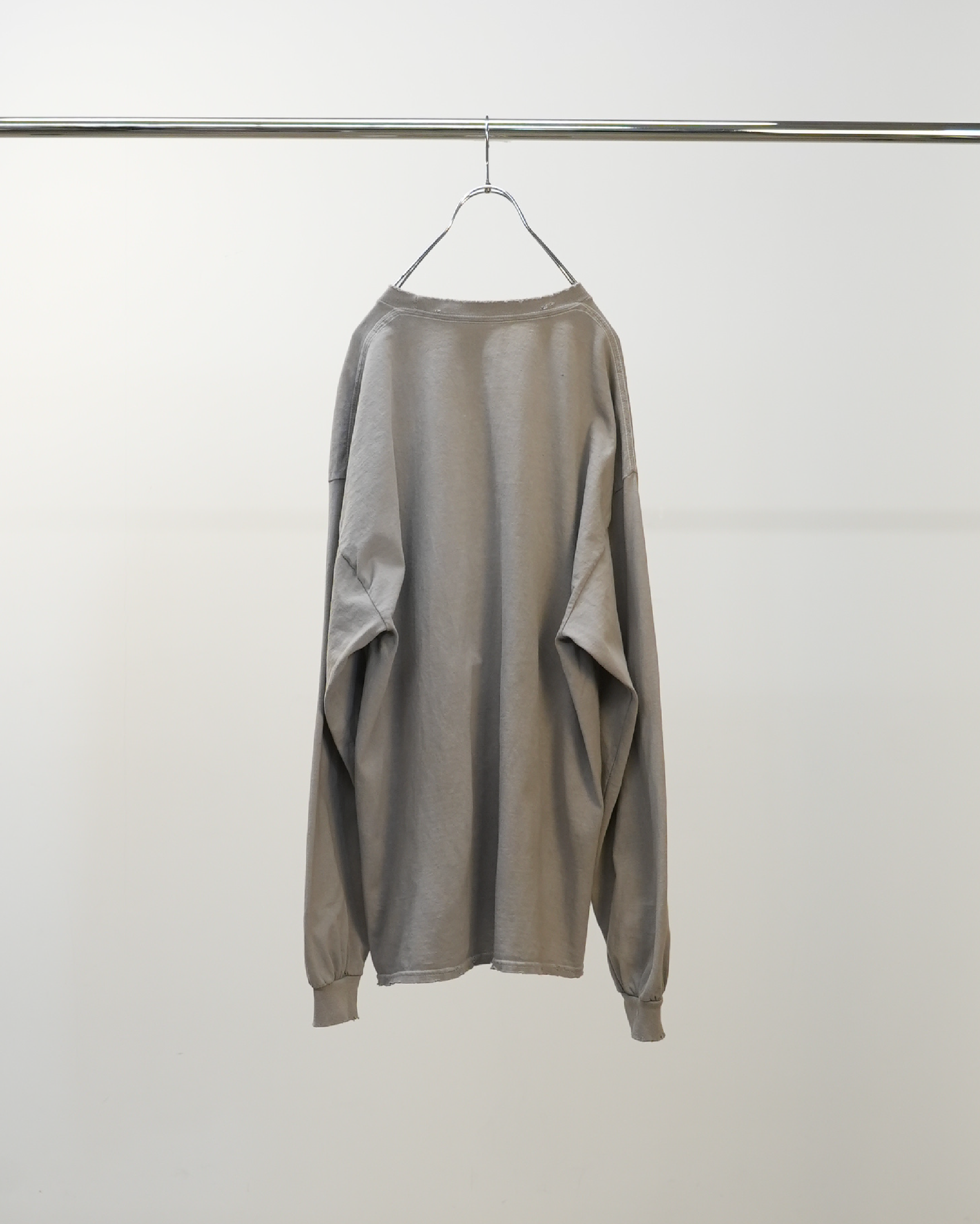 EMBROIDERY DYED LS T-SHIRT(GRAY)