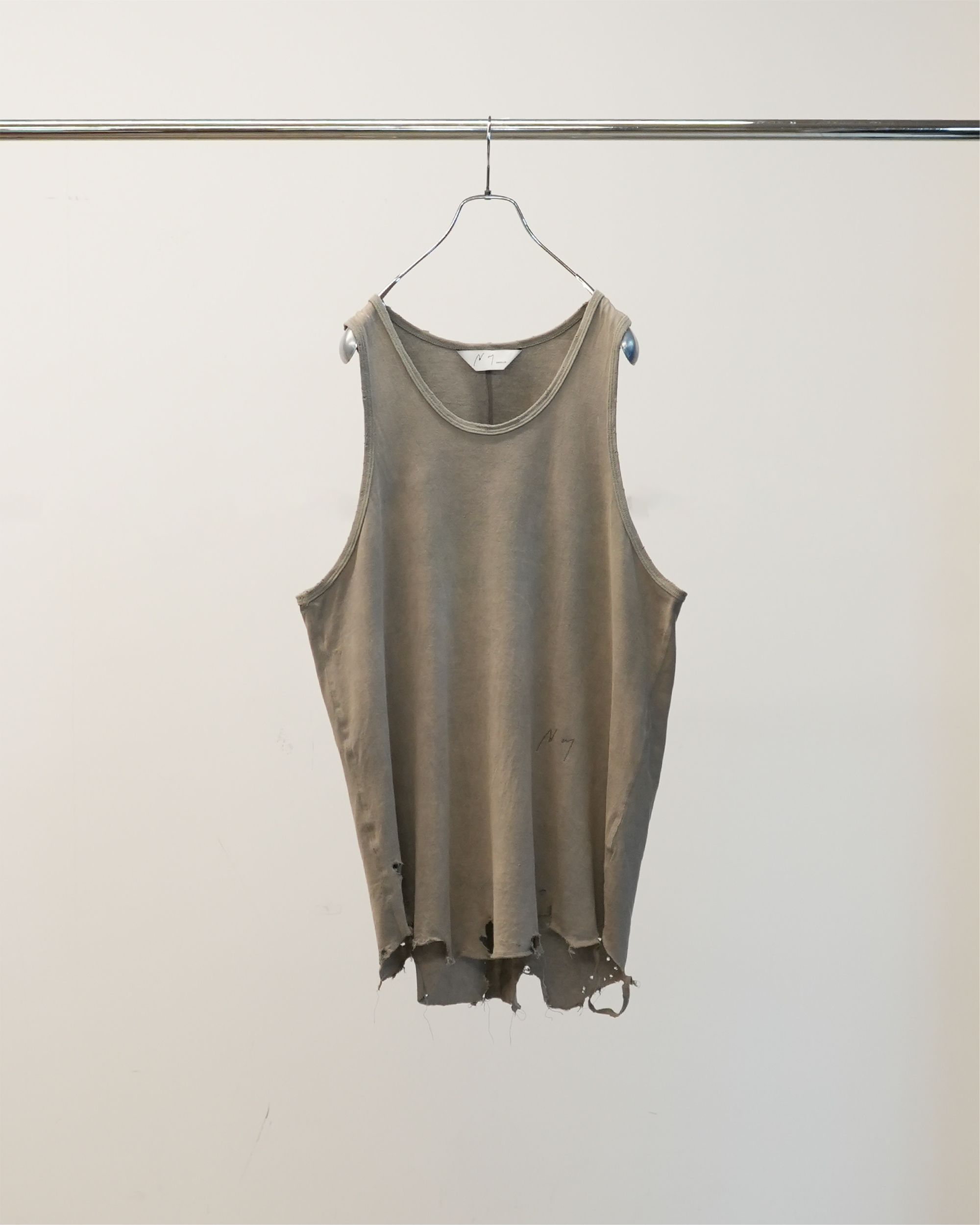 トップス 00s  flash damage tank top DAMAGE TANK TOP(GRAY)