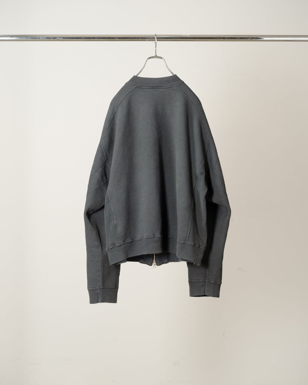 FLEECE-LINED SWEAT VARSITY SHIRT(BLACK)