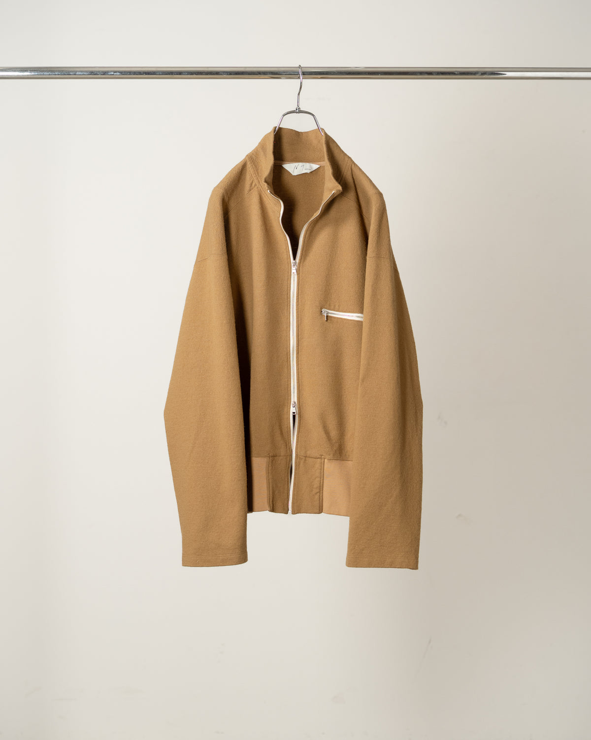 SHRINK WOOL ZIP UP STAND BLOUSON(BEIGE)