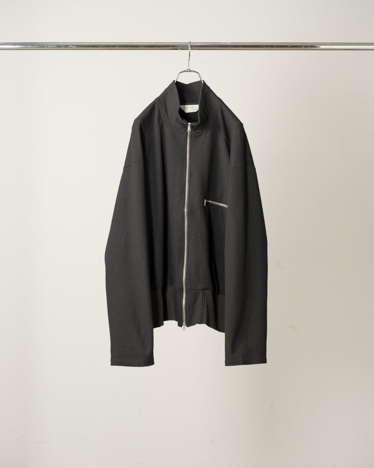 SHRINK WOOL ZIP UP STAND BLOUSON(BLACK)