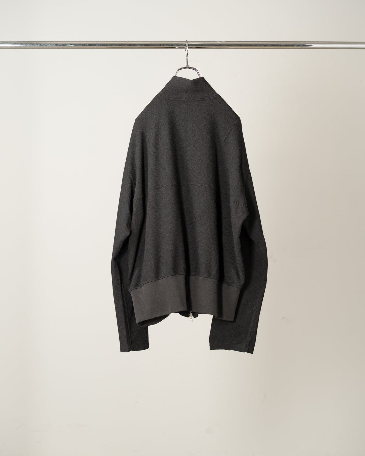 SHRINK WOOL ZIP UP STAND BLOUSON(BLACK)