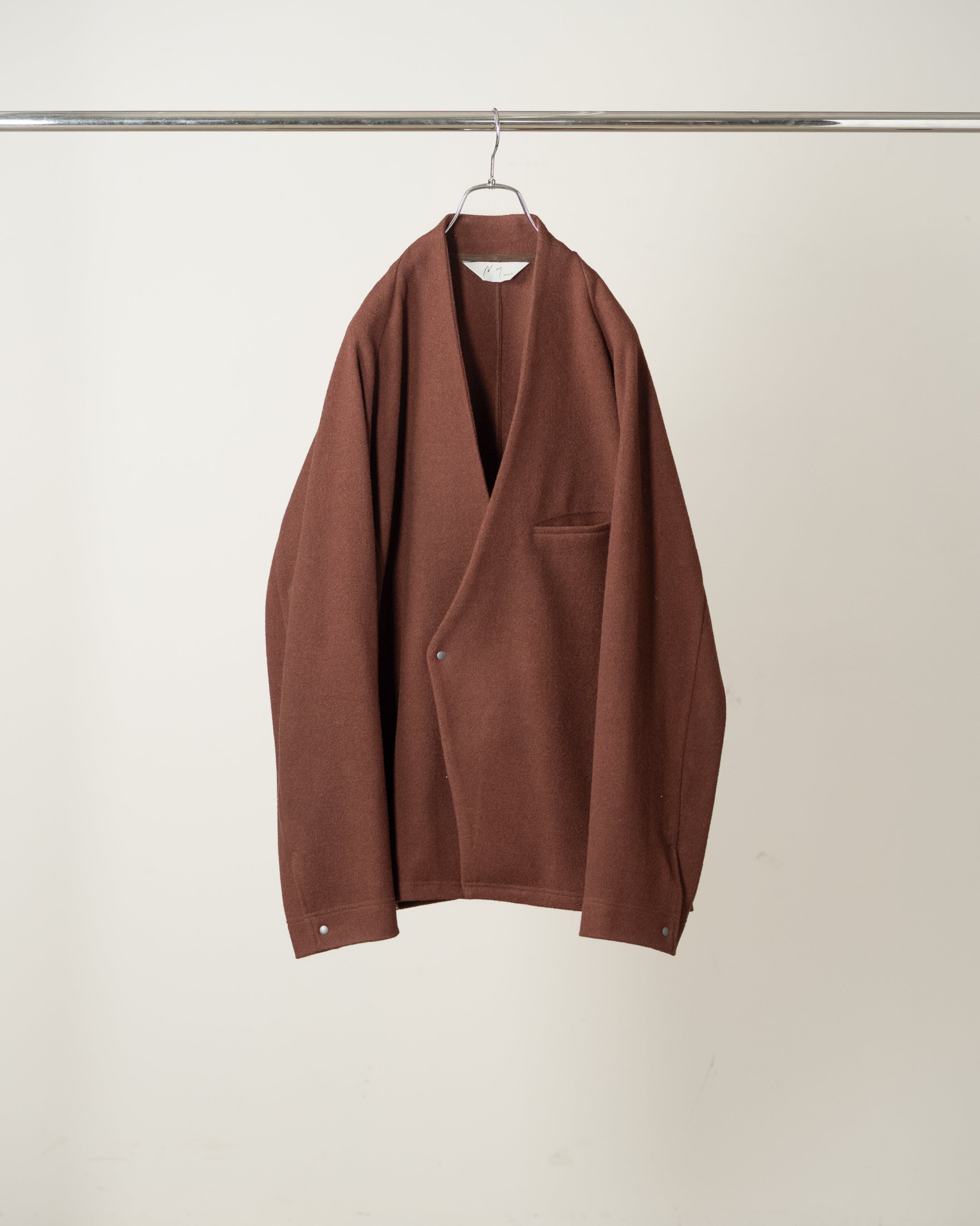 W/CA NO COLLAR DOUBLE JACKET(MARRON)