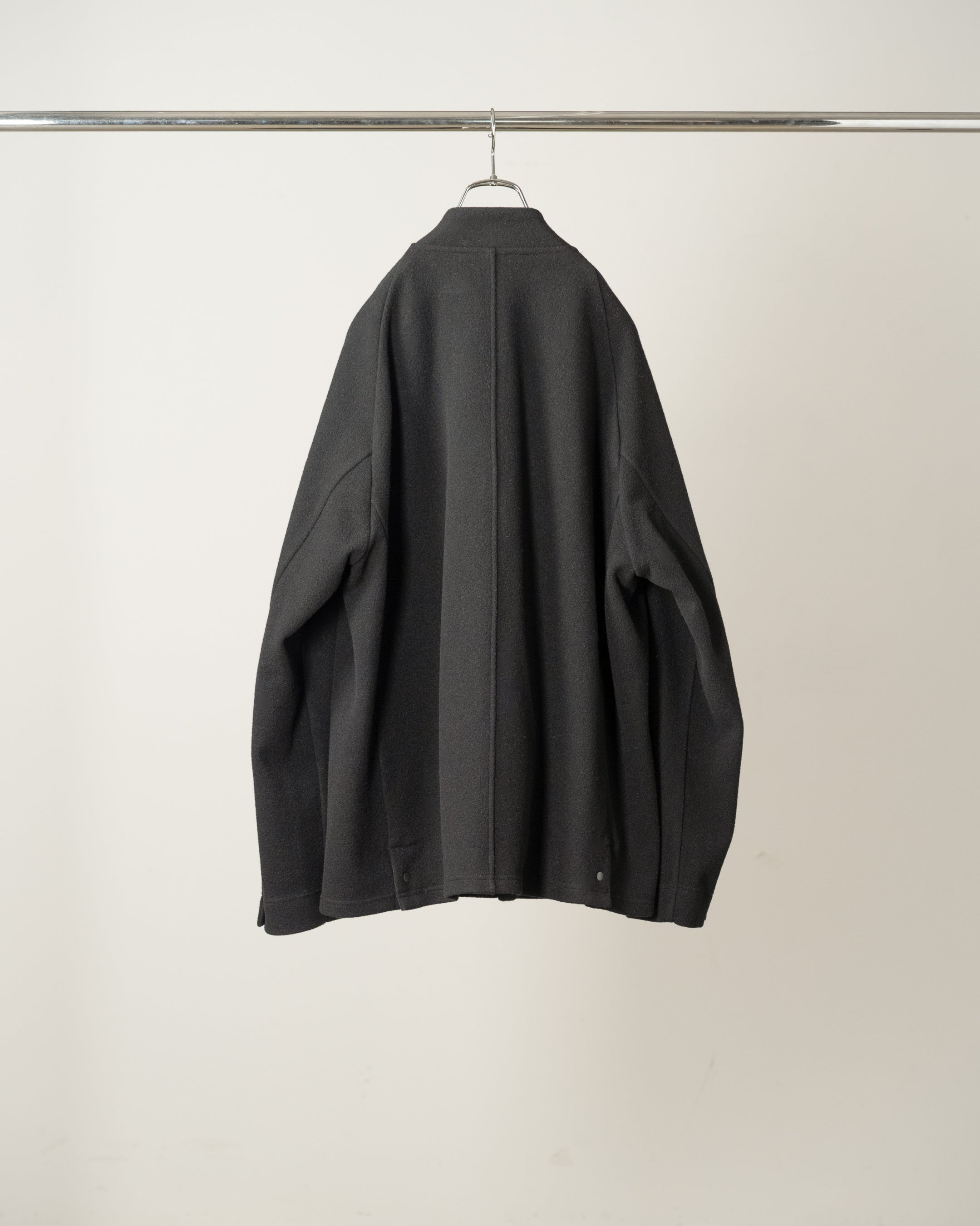 W/CA NO COLLAR DOUBLE JACKET(BLACK)