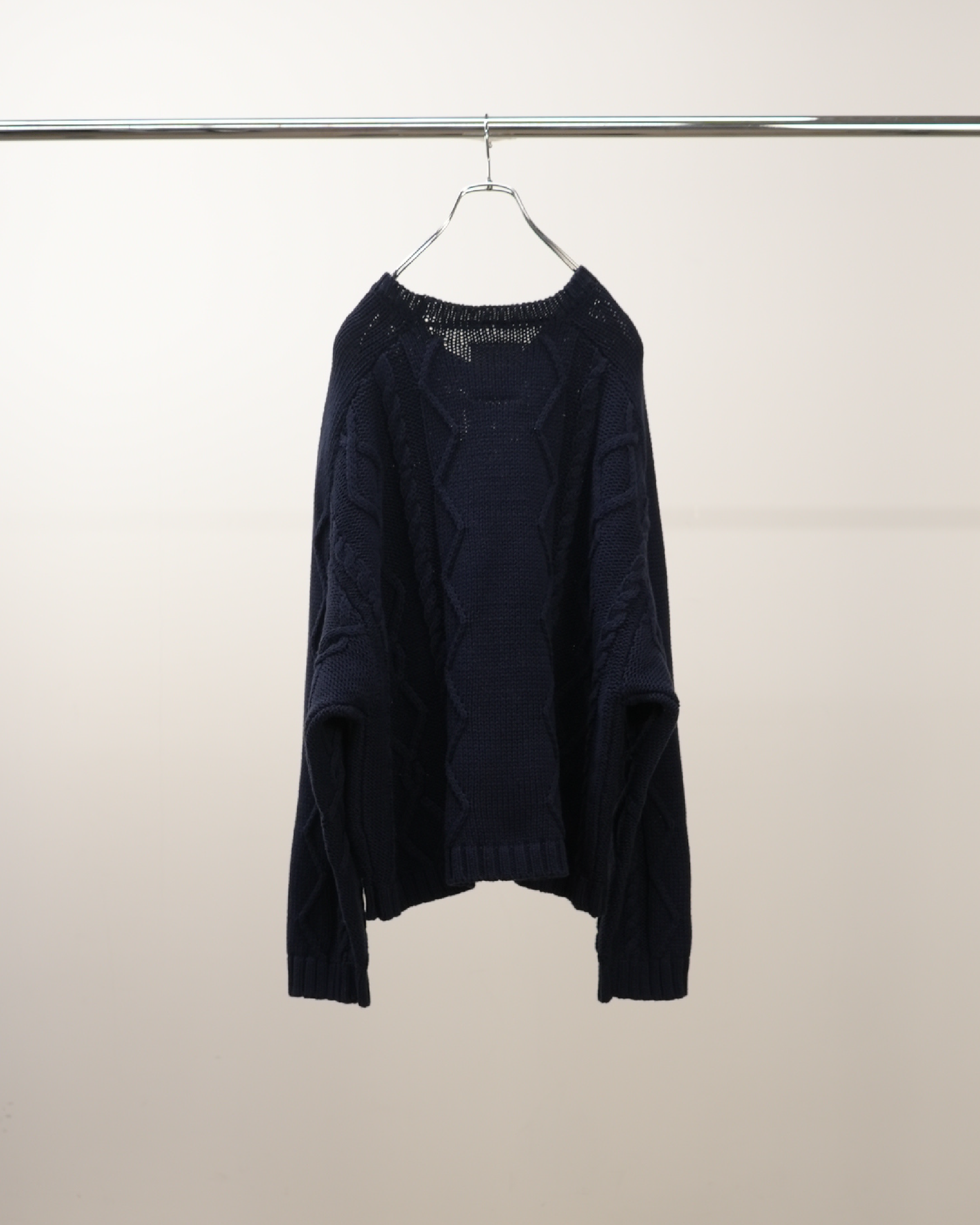EMBROIDERY CABLE STITCH KNIT(NAVY)