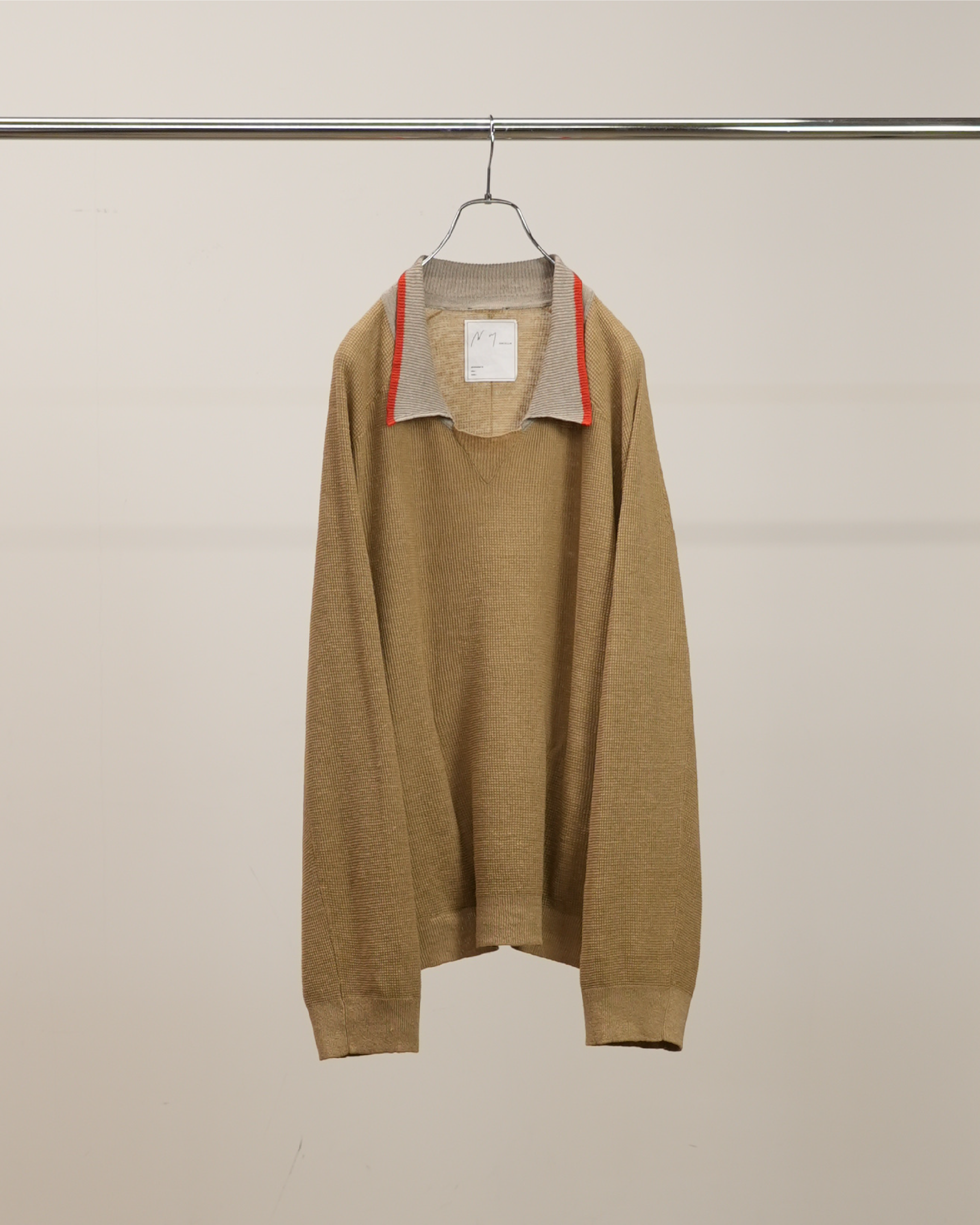 CONTRAST COLLAR KNIT(BEIGE)