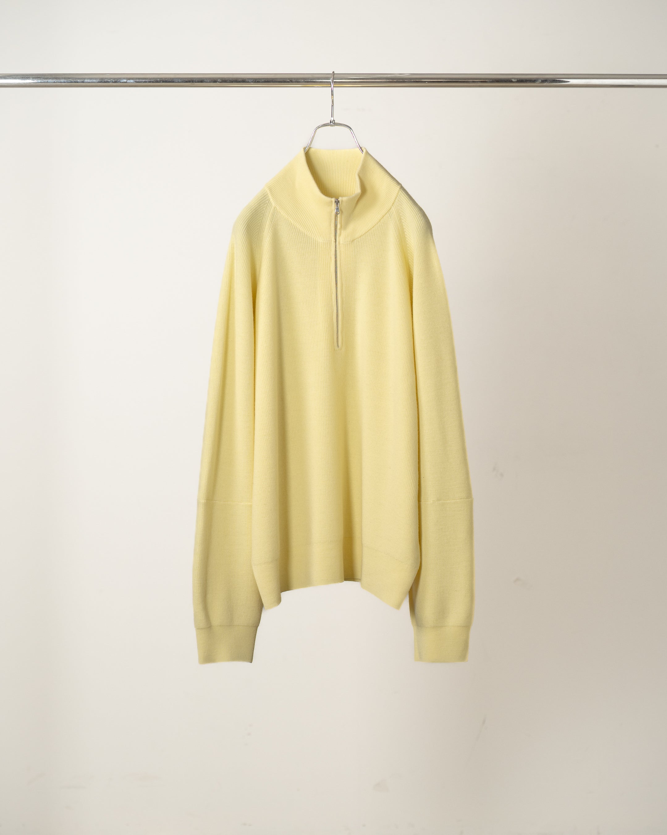 120'S WOOL HALF ZIP KNIT(YELLOW)