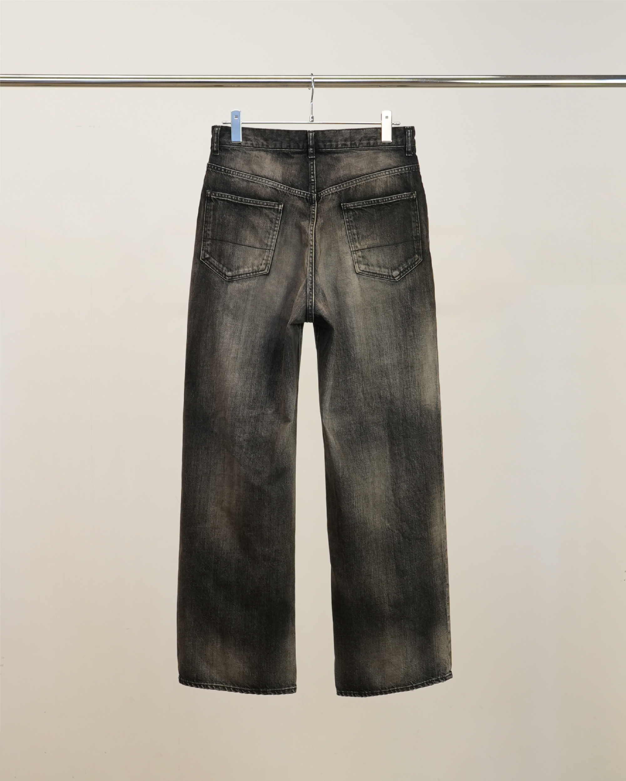 AGING MIDDLE STRAIGHT 5P DENIM PANTS(BLACK)