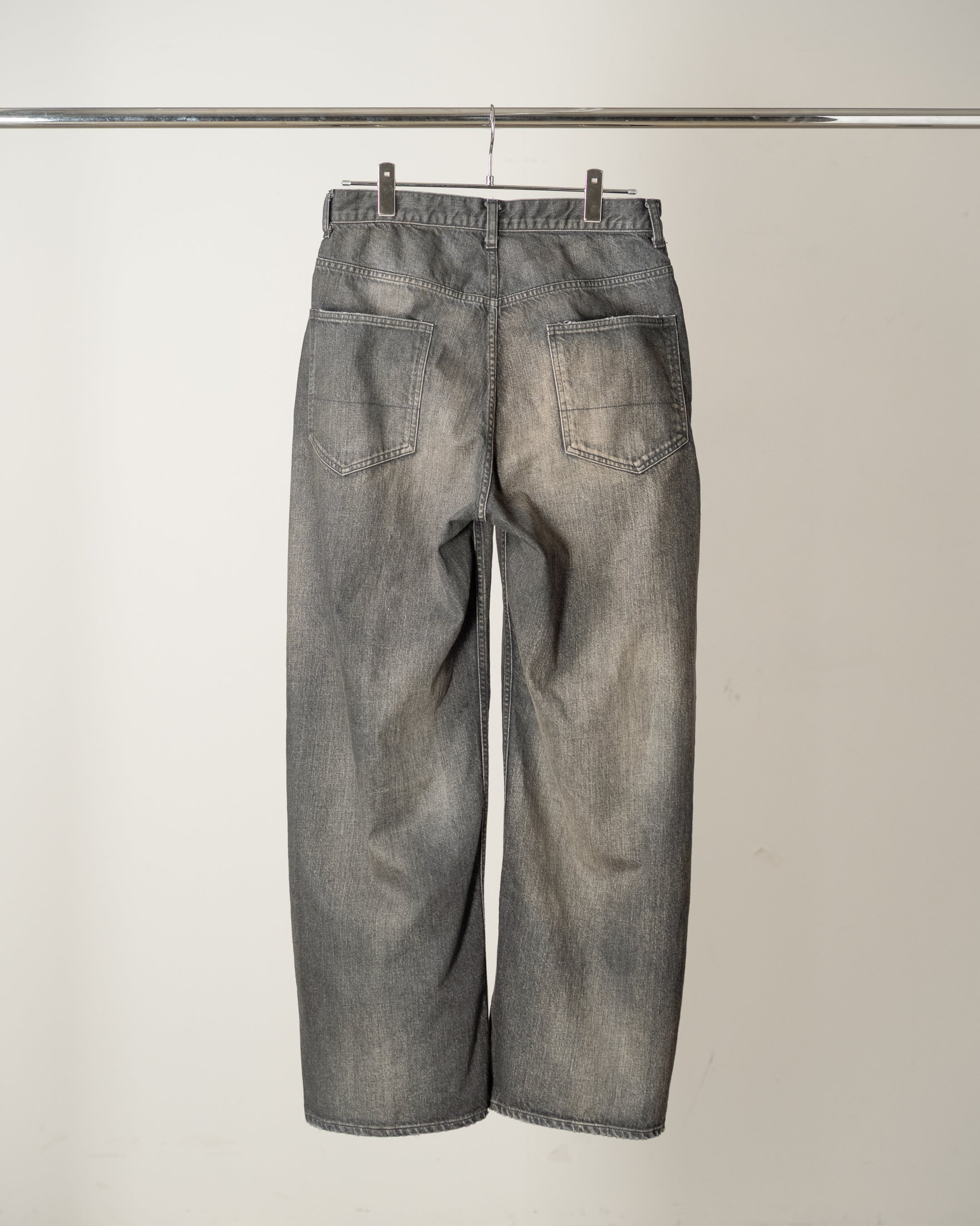 STRAIGHT WIDE DENIM PANTS(BLACK)