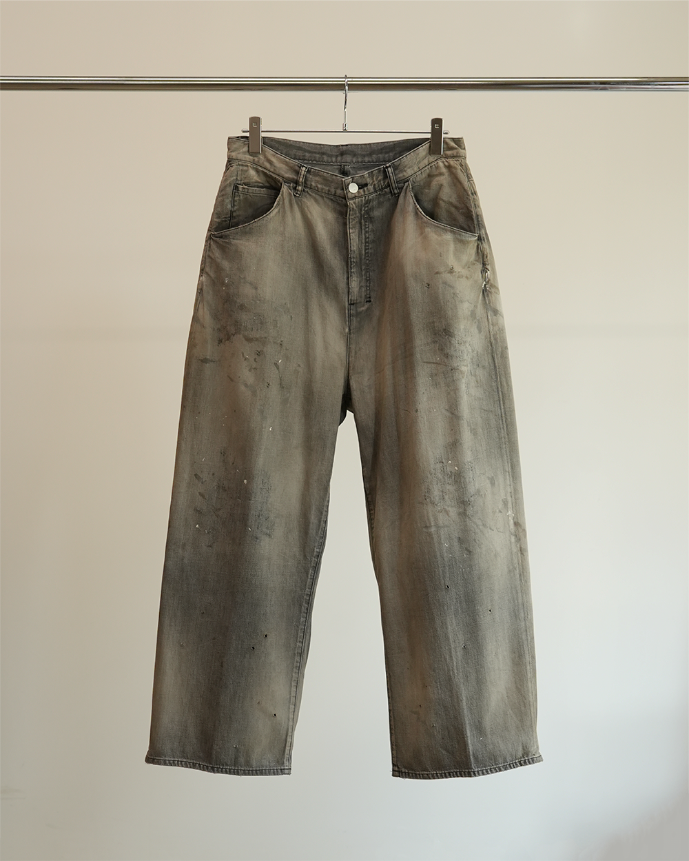LIGHT OZ WIDE STRAIGHT DENIM PANTS(BLACK)