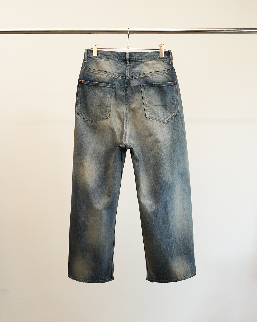 DAMAGE WIDE 5P DENIM PANTS(INDIGO)