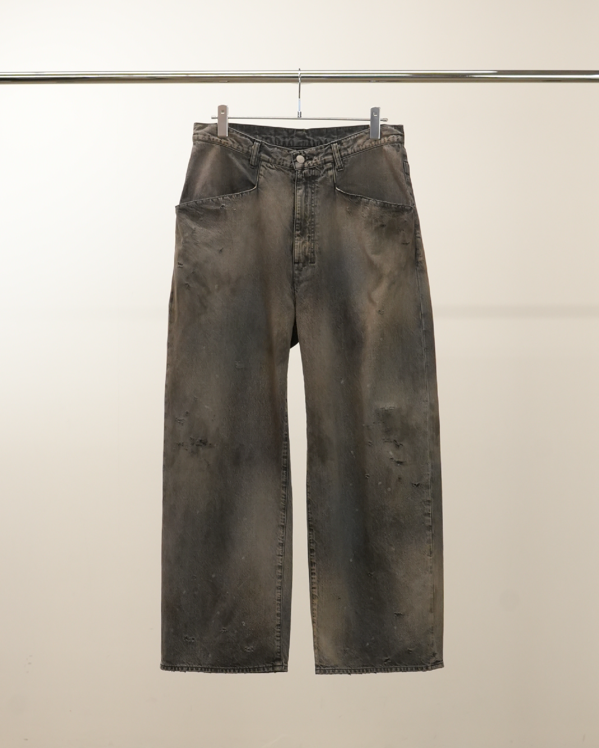 DENIM WIDE SLACKS(BLACK)