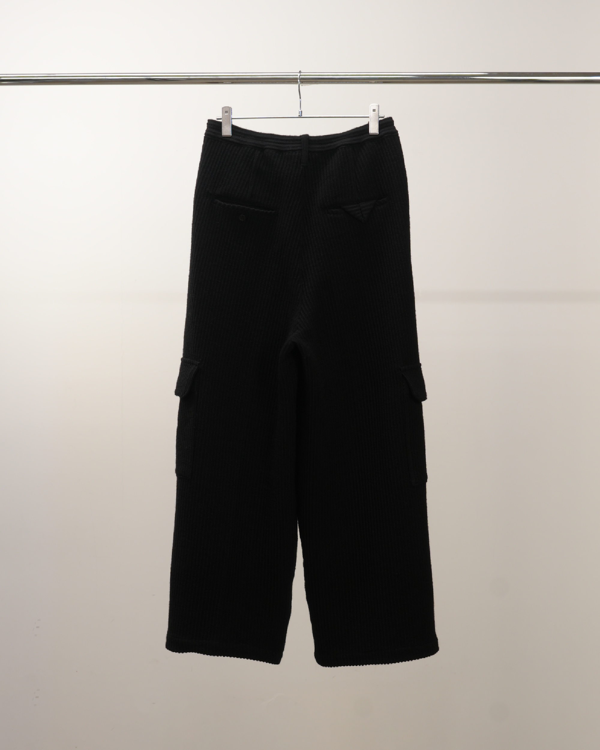 WOOL CORDUROY CARGO SLACKS(BLACK)