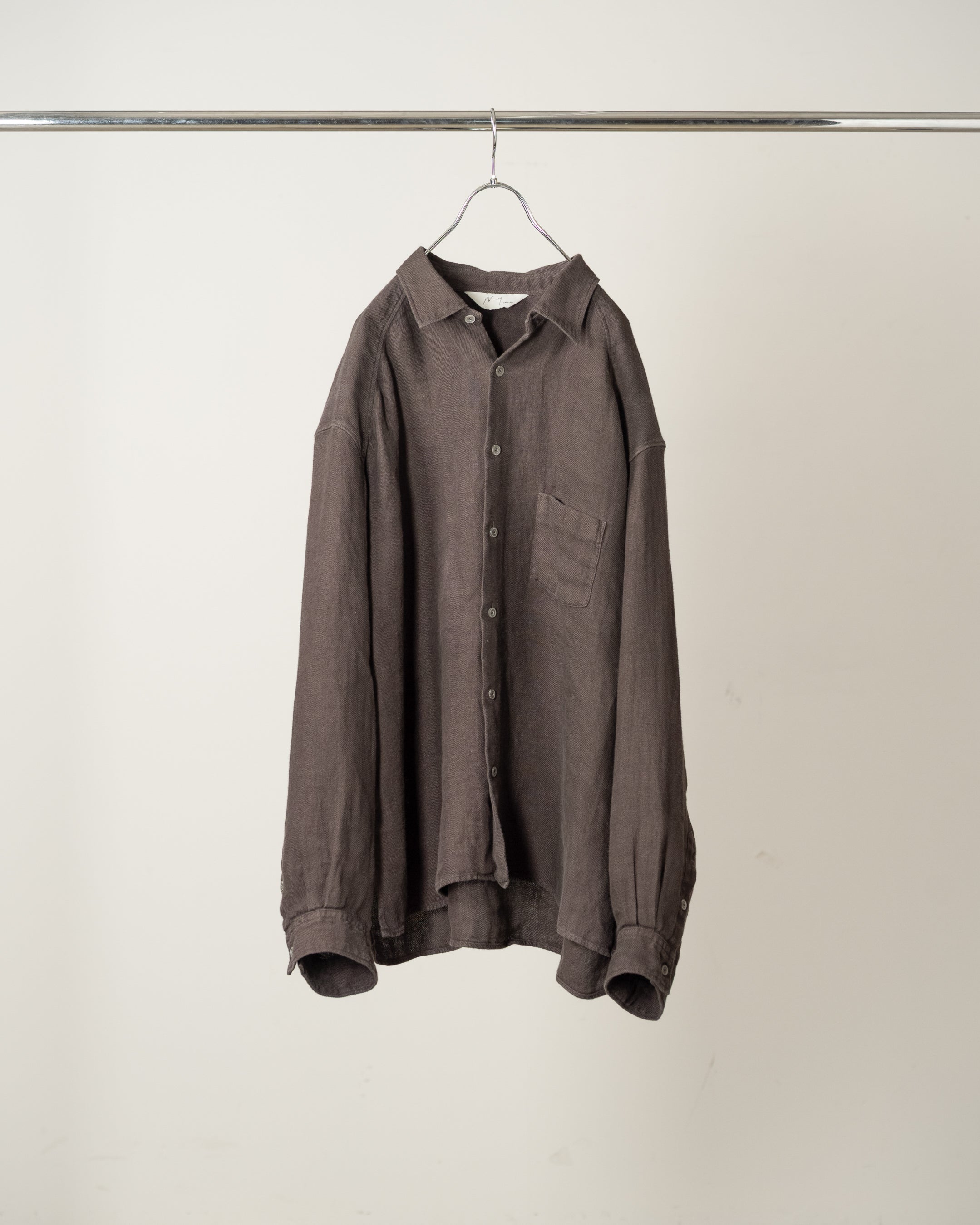 LINEN OVER SHIRT(BROWN)