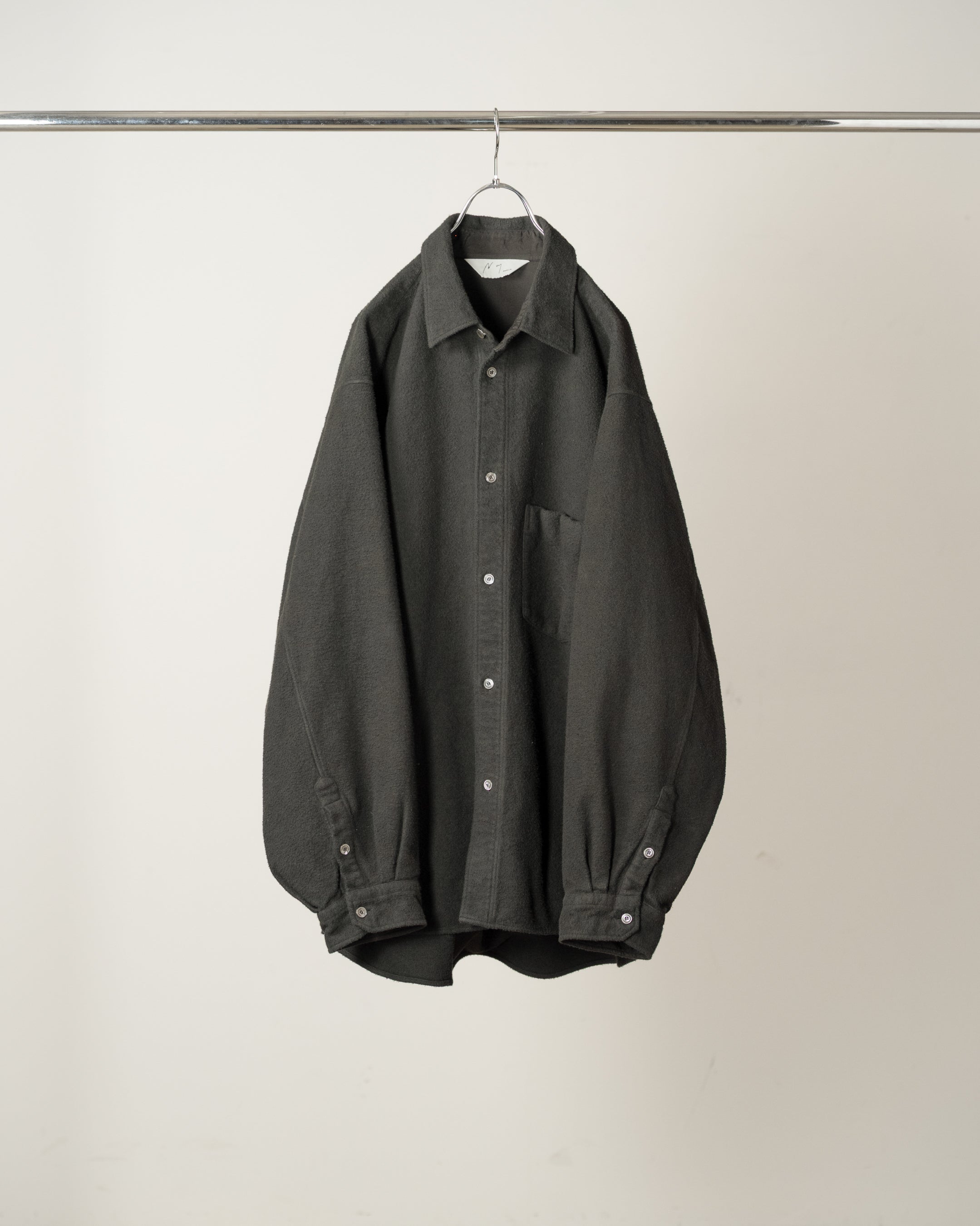 BRUSHED COTTON OVER SHIRT(BLACK)