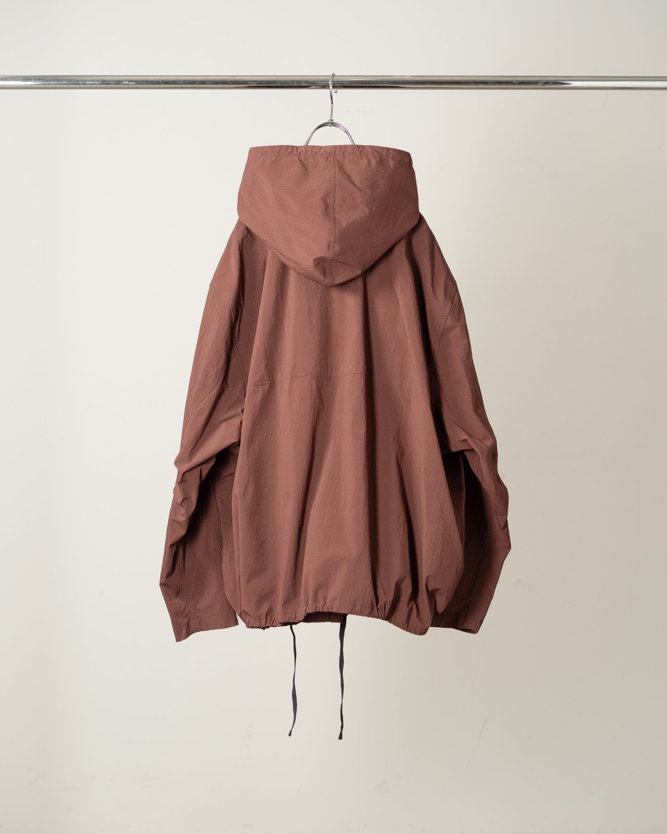 WRINKLED NYLON OVER HOODIE(MARRON)