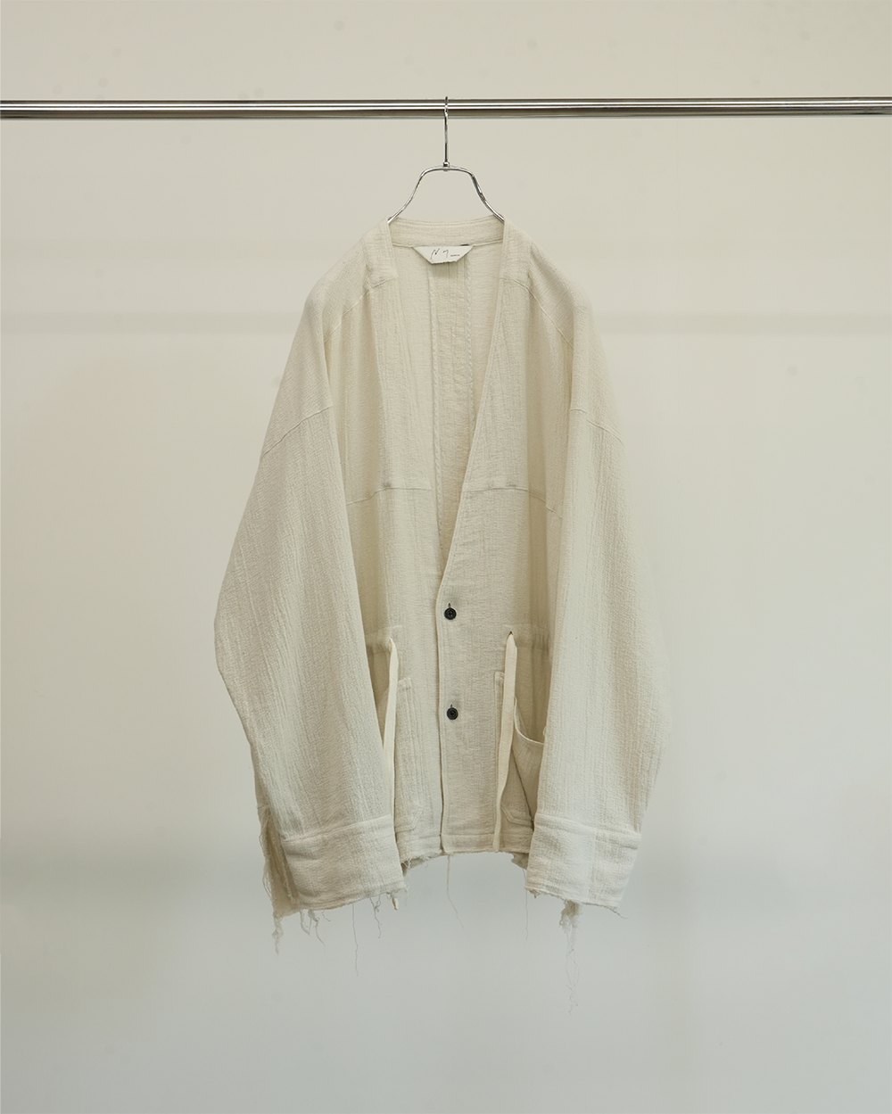 PANAMA COLLAR LESS SHIRT JACKET(OFF WHITE)