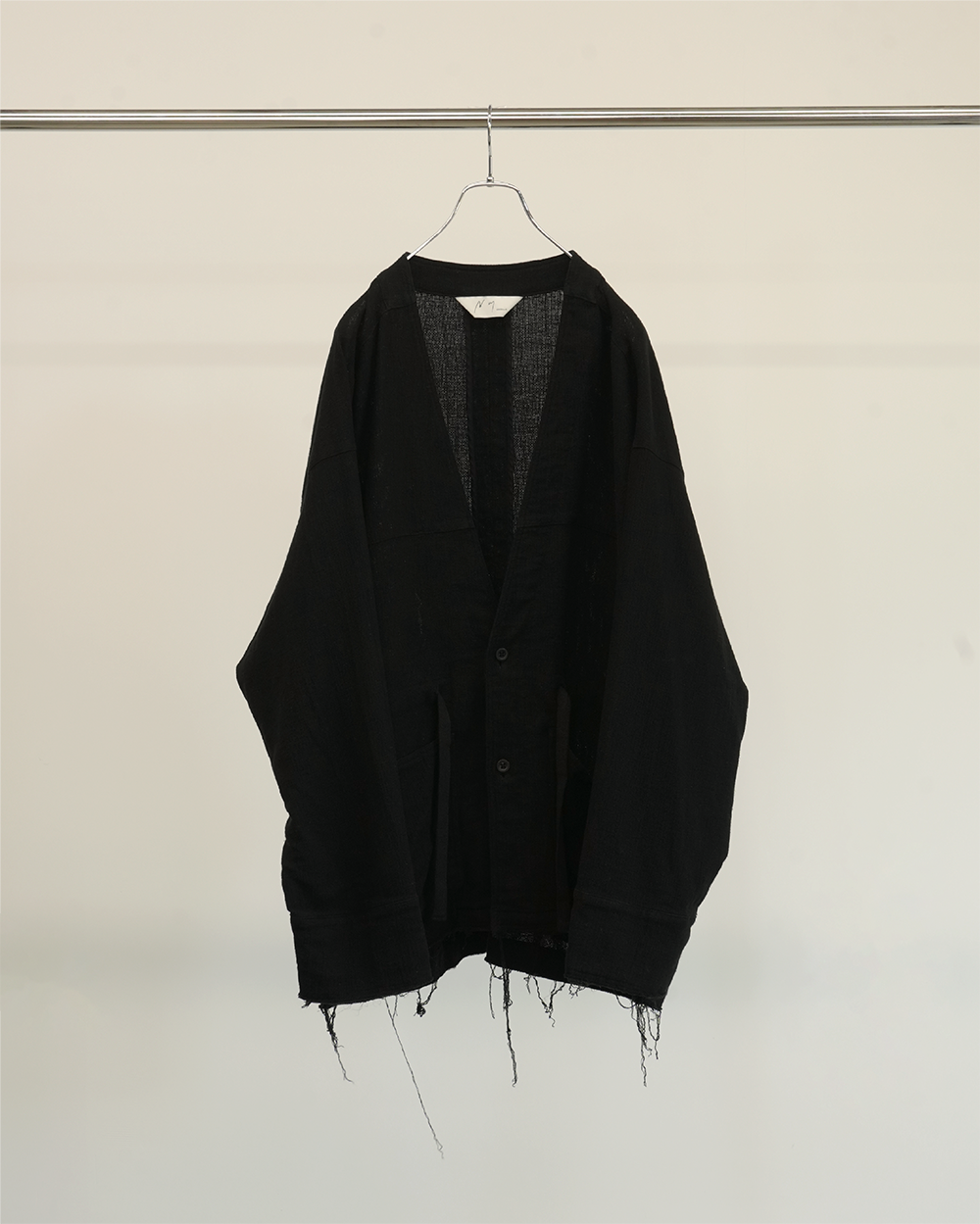 ANCELLM アンセルム PANAMA COLLAR LESS JACKET PANAMA COLLAR LESS SHIRT JACKET(BLACK)
