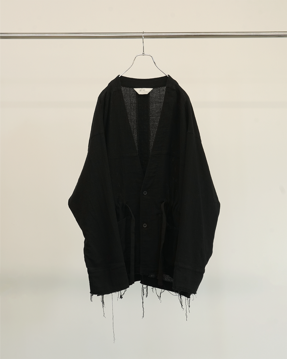 PANAMA COLLAR LESS SHIRT JACKET(BLACK)